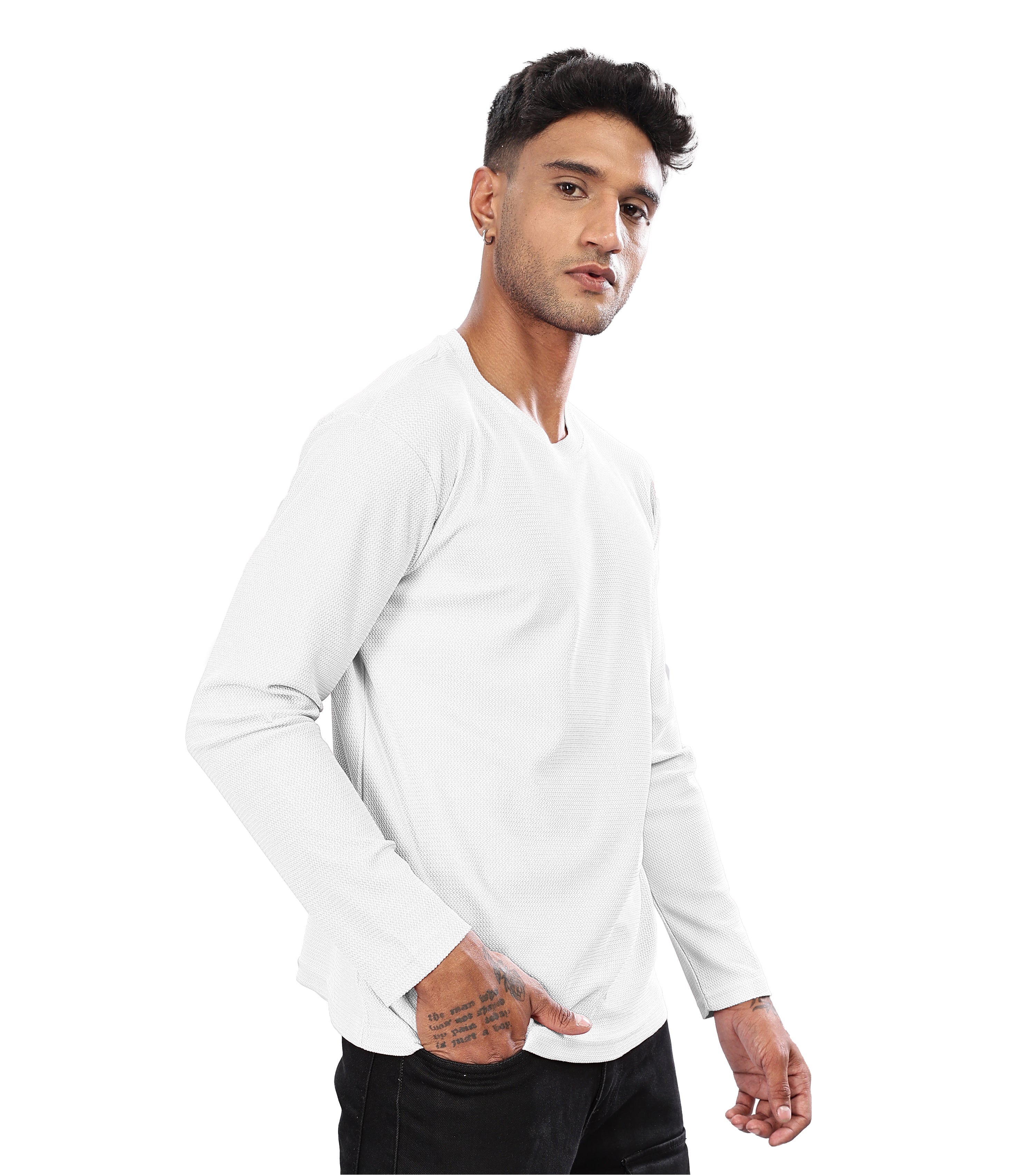 SHODOX® Men's Solid Polyblend Round Neck long Sleeve Regular fit T-shirt (Pack of 1)