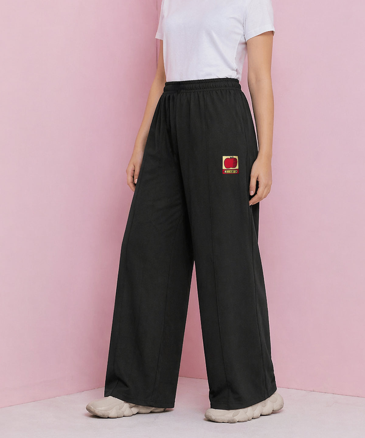 Girls Cotton Premium Solid Wide Leg Track Pants | P1