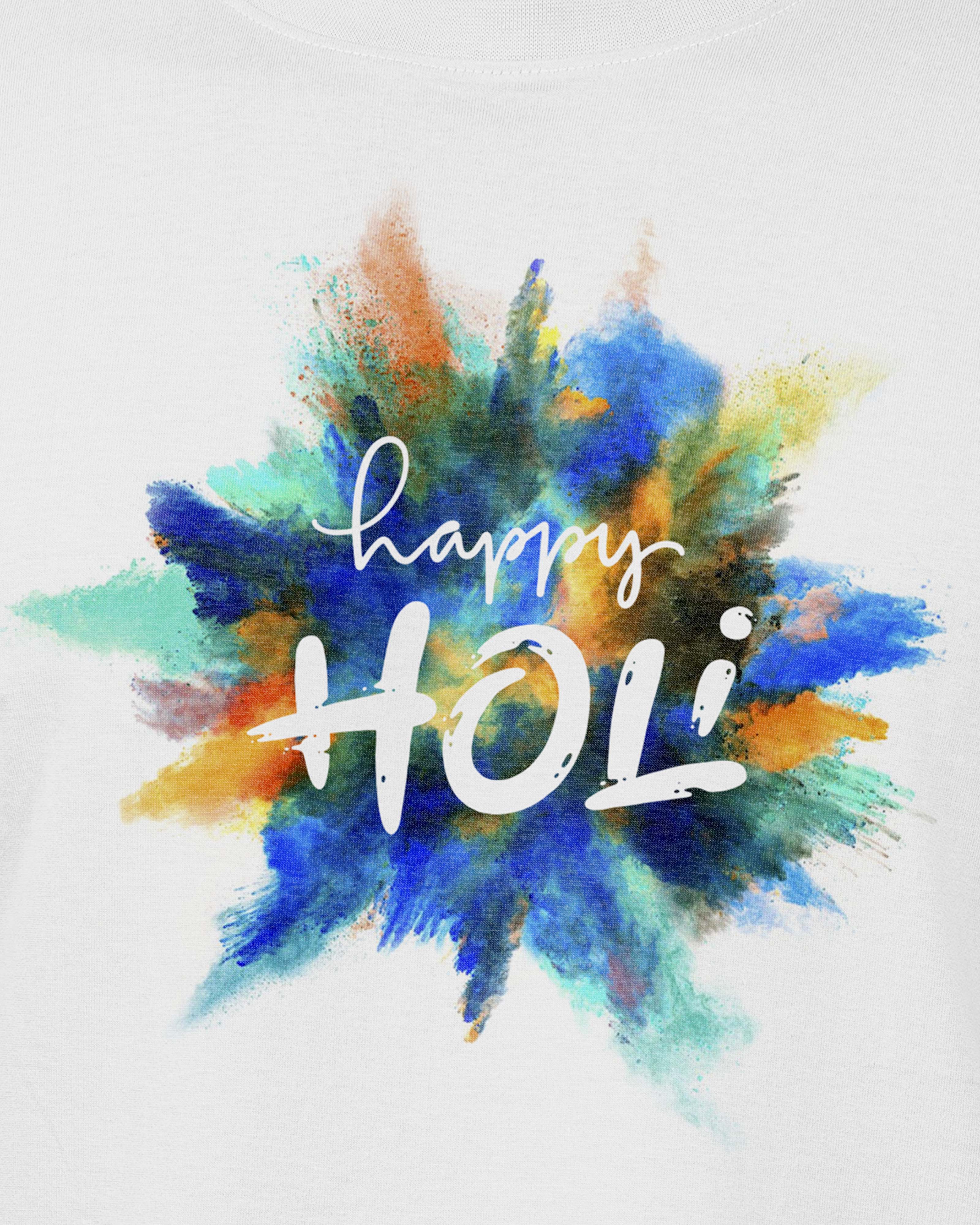 Boys Regular Fit Printed Holi T-Shirt - Multicolor