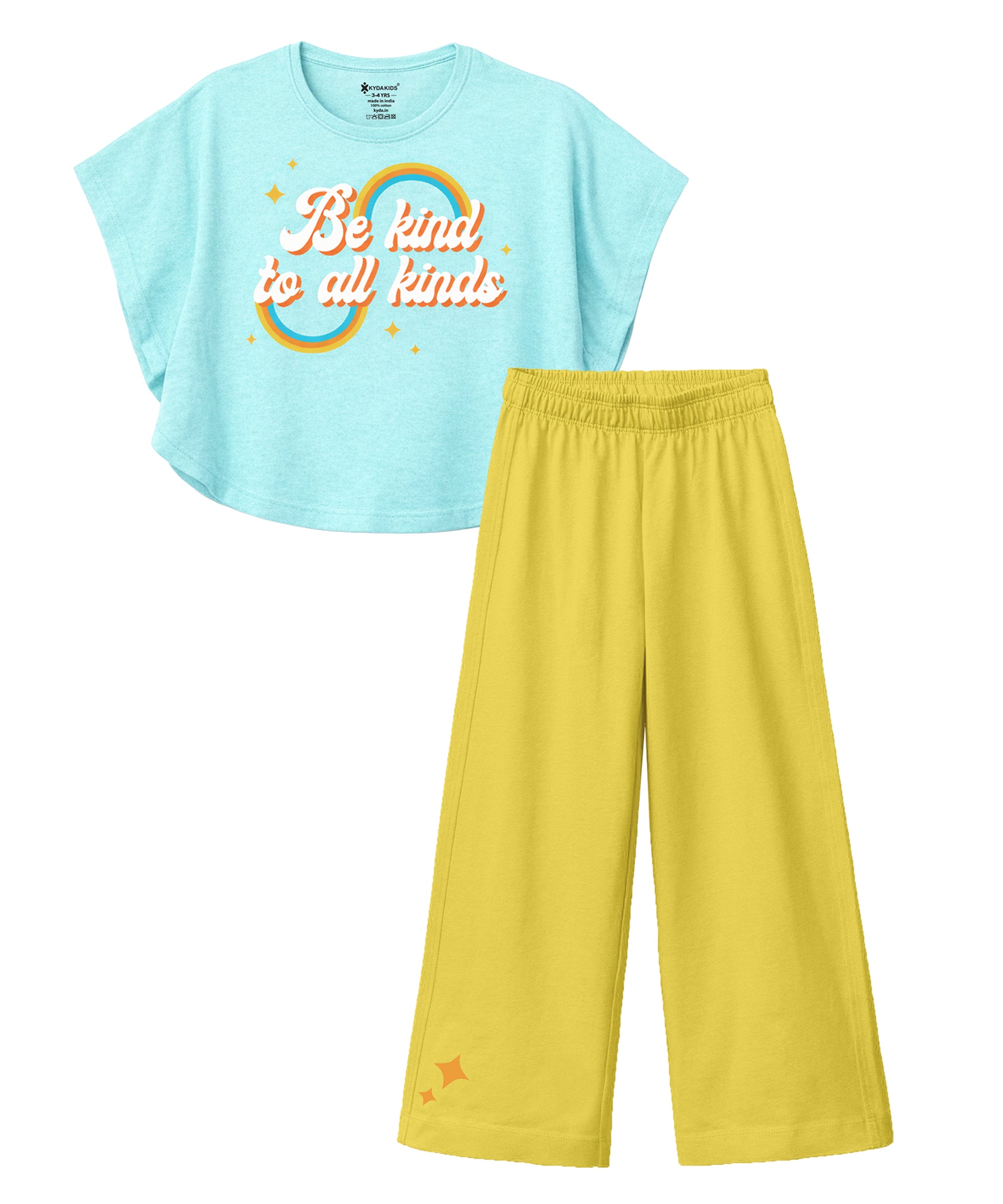 Girls Premium Cotton Butterfly Print Top & Palazzo Co-Ord Set