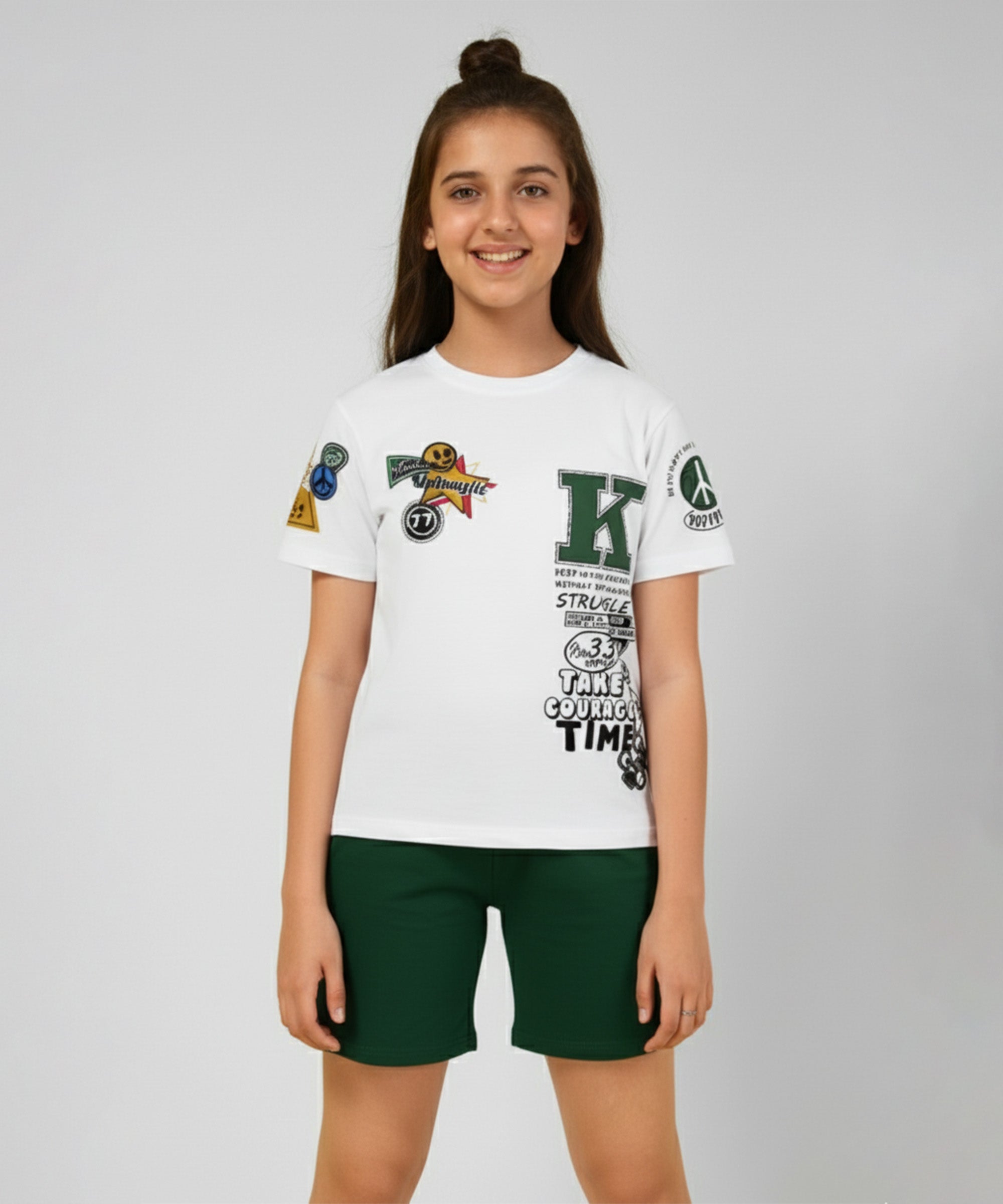 Girls Premium Cotton Printed Co-Ord Set | T-Shirt & Shorts | Pack of 1