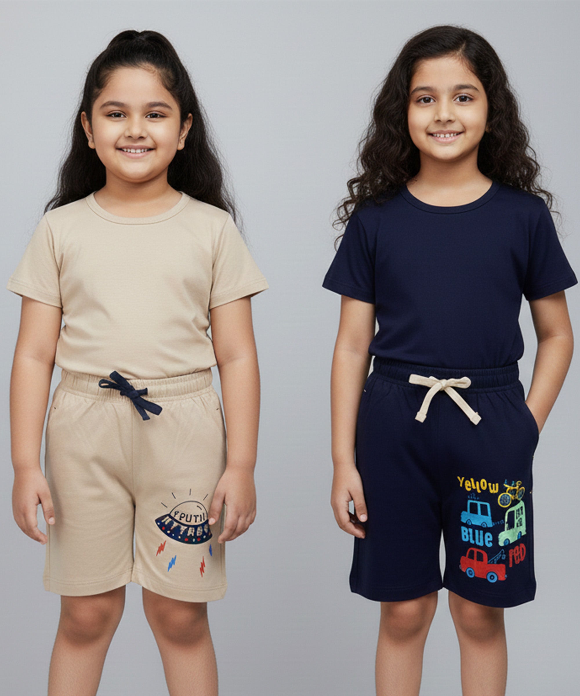 Girls Premium Cotton Printed Shorts | Pack of 2