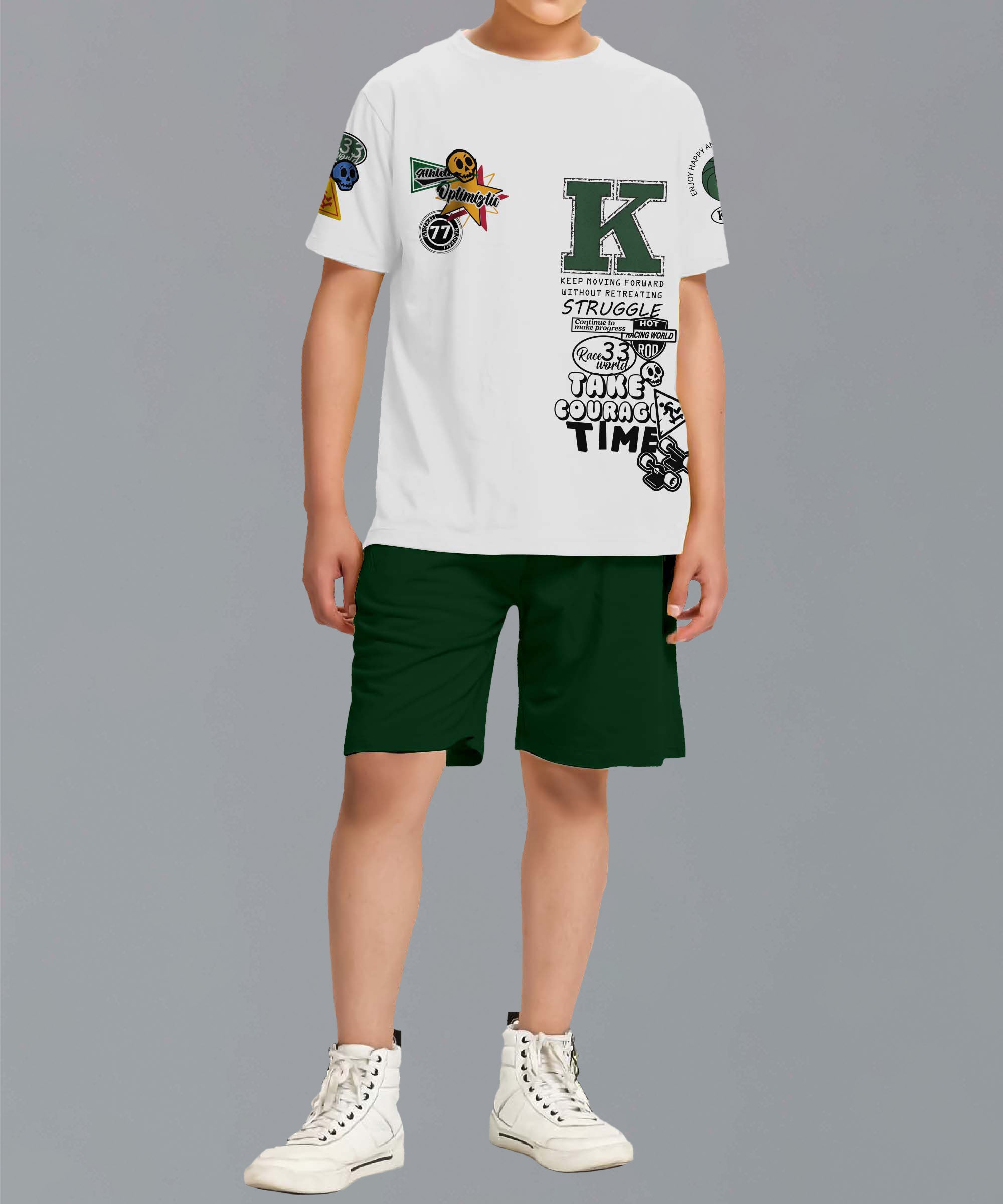 Graphic Print Oversized Co-ords | Green