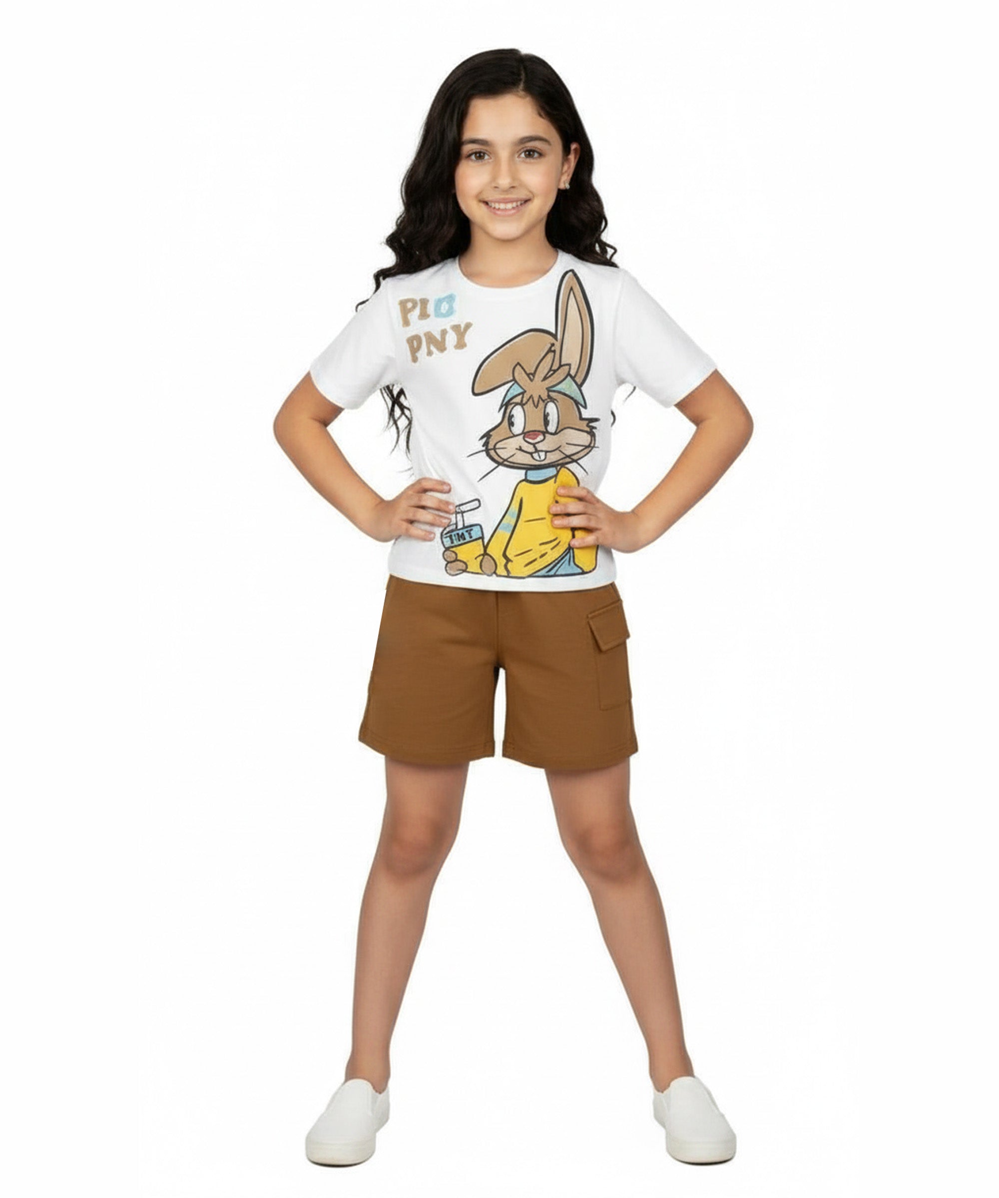 Girls Printed Premium Cotton T-Shirt & Shorts Co-ord Set | Pack of 1