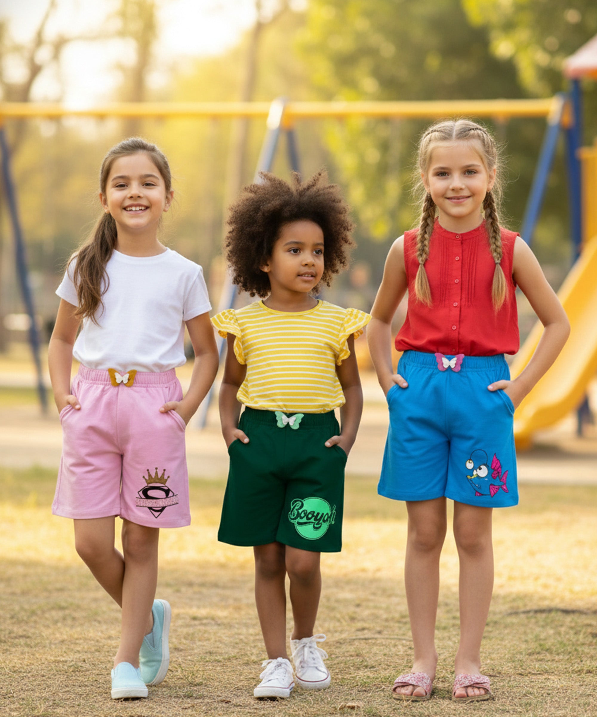 Girls Printed Shorts (Pack of 3)