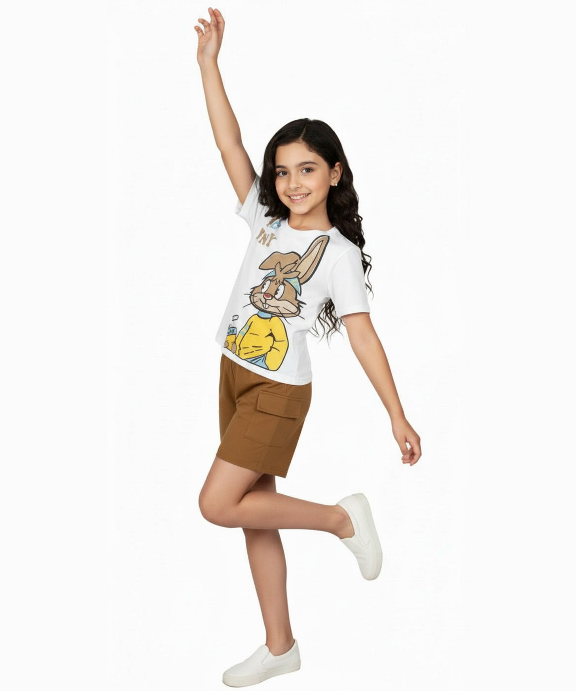 Girls Printed Premium Cotton T-Shirt & Shorts Co-ord Set | Pack of 1