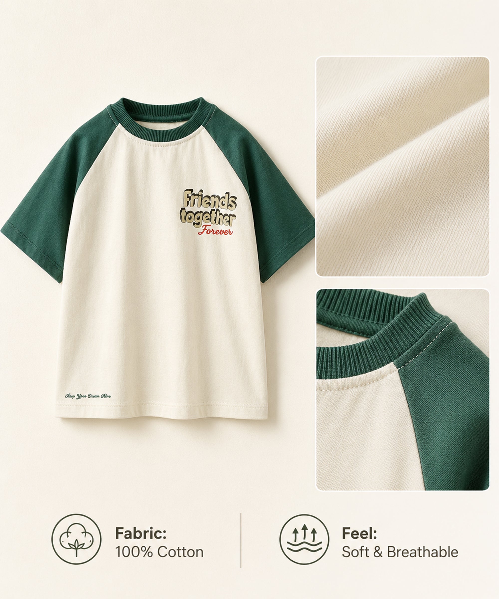 Boys Premium Cotton Oversized Printed T-Shirt | Off White