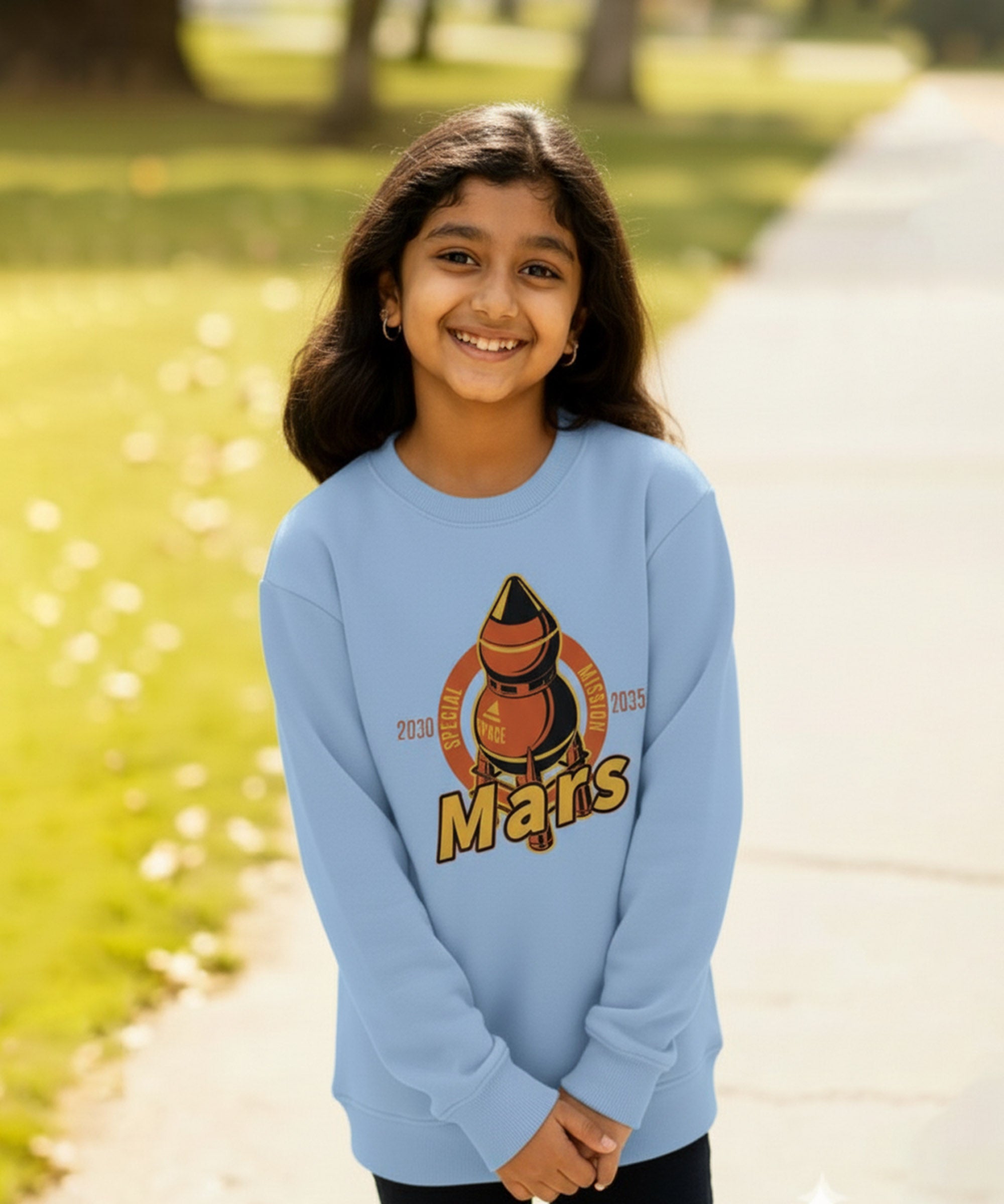 Girls Premium Cotton Printed Sweatshirt | Round Neck Full Sleeve | Regular Fit