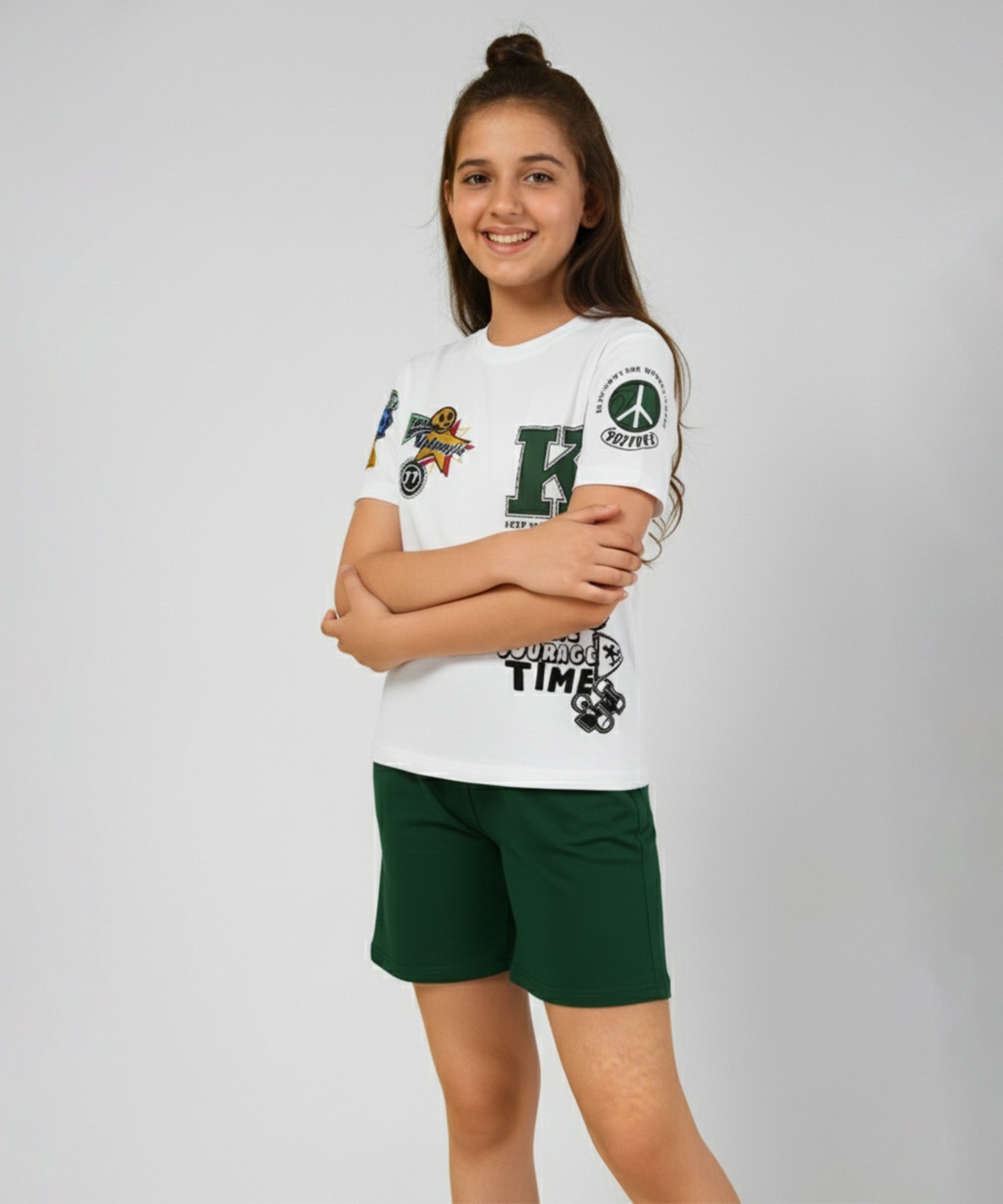 Girls Premium Cotton Printed Co-Ord Set | T-Shirt & Shorts | Pack of 1