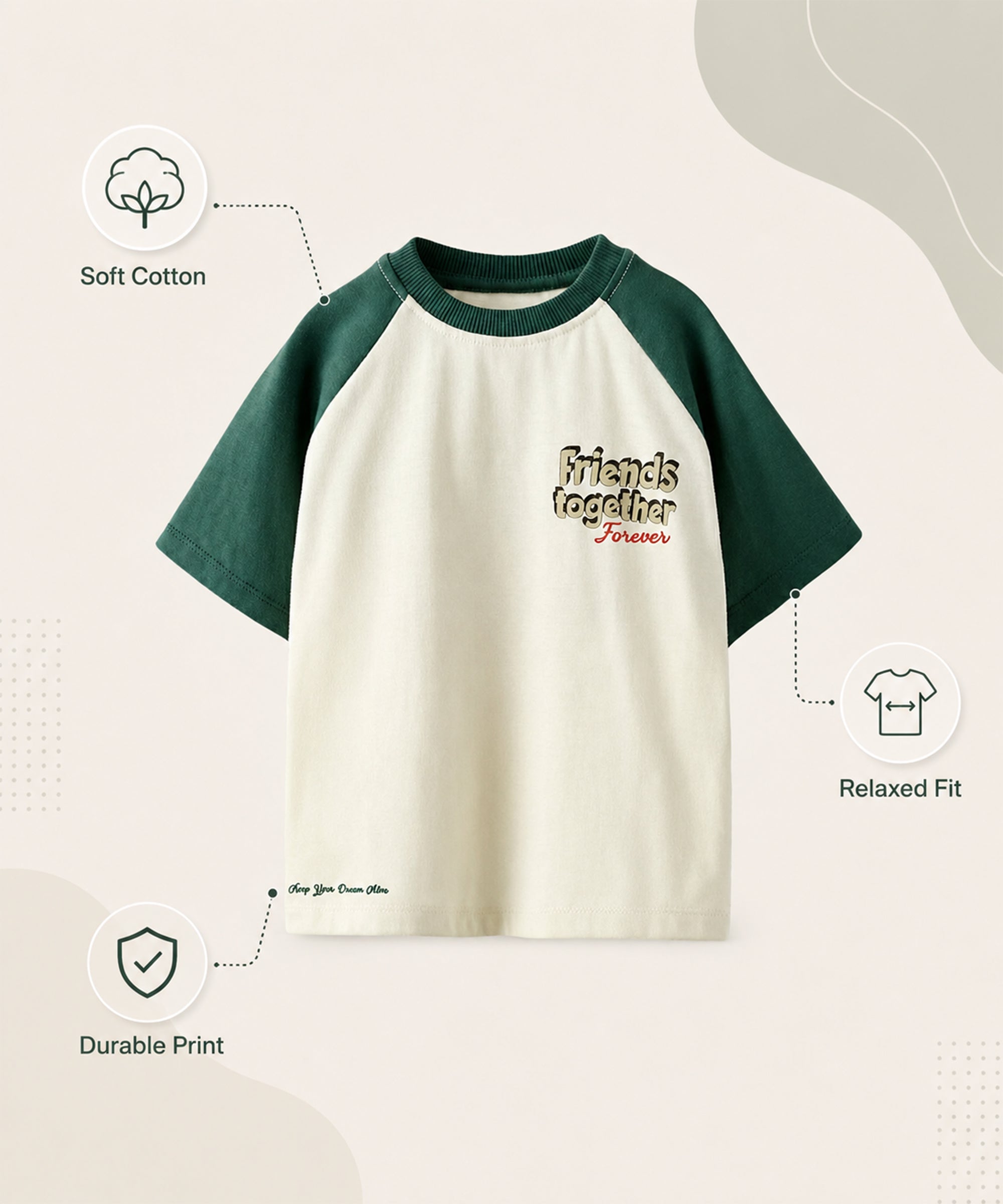 Boys Premium Cotton Oversized Printed T-Shirt | Off White