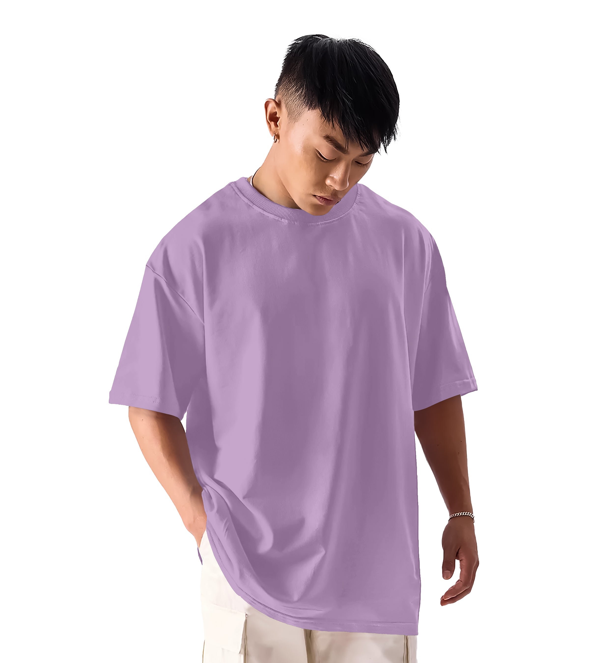 SHODOX® Men’s 100% Cotton Relaxed Fit Half Sleeve T-shirt for Men –Drop Shoulder Front and Back Solid Round Neck T-Shirts (Pack of 1)