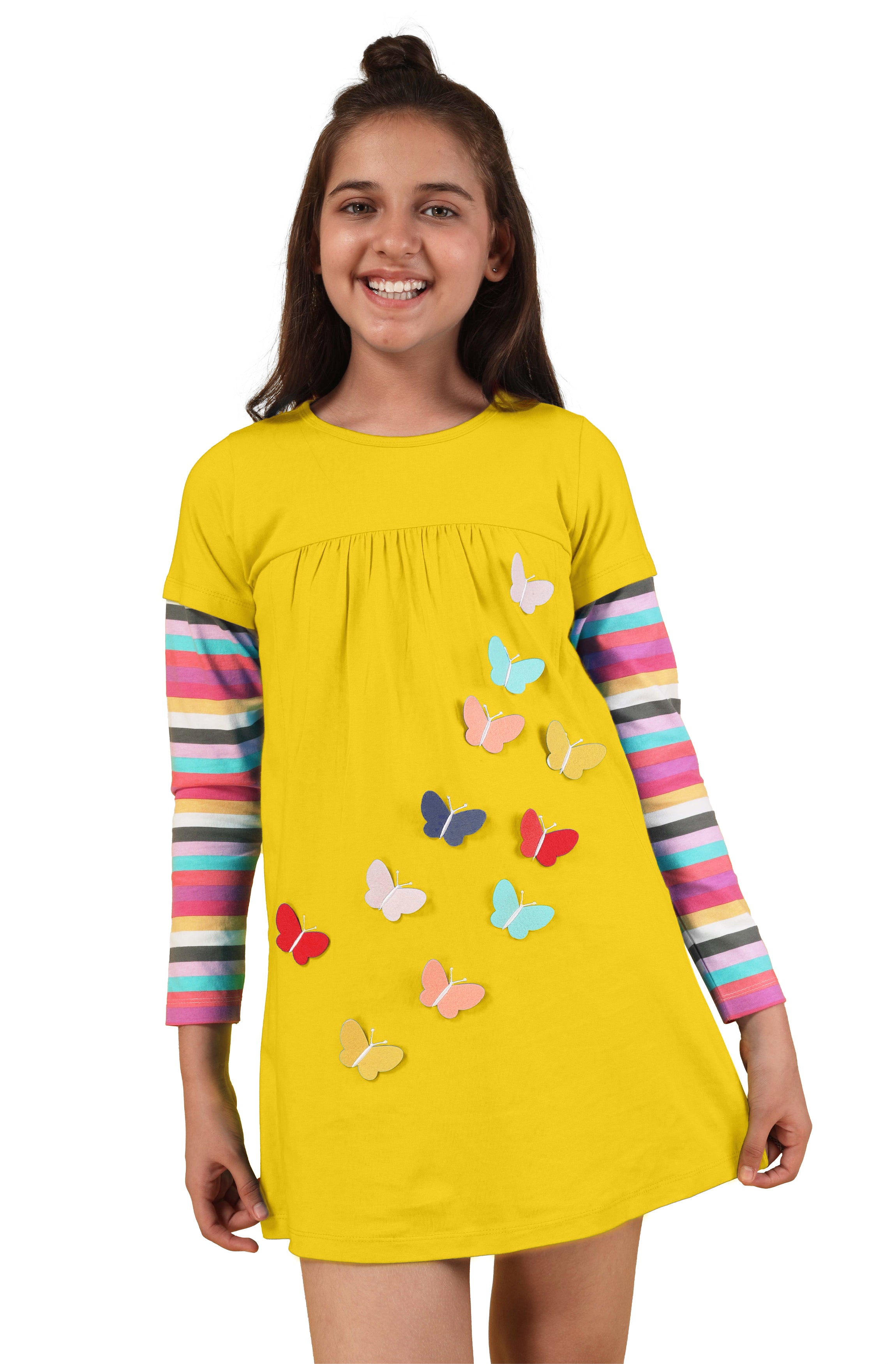 Long t-Shirt for Girls - Full Sleeve Tops Yellow