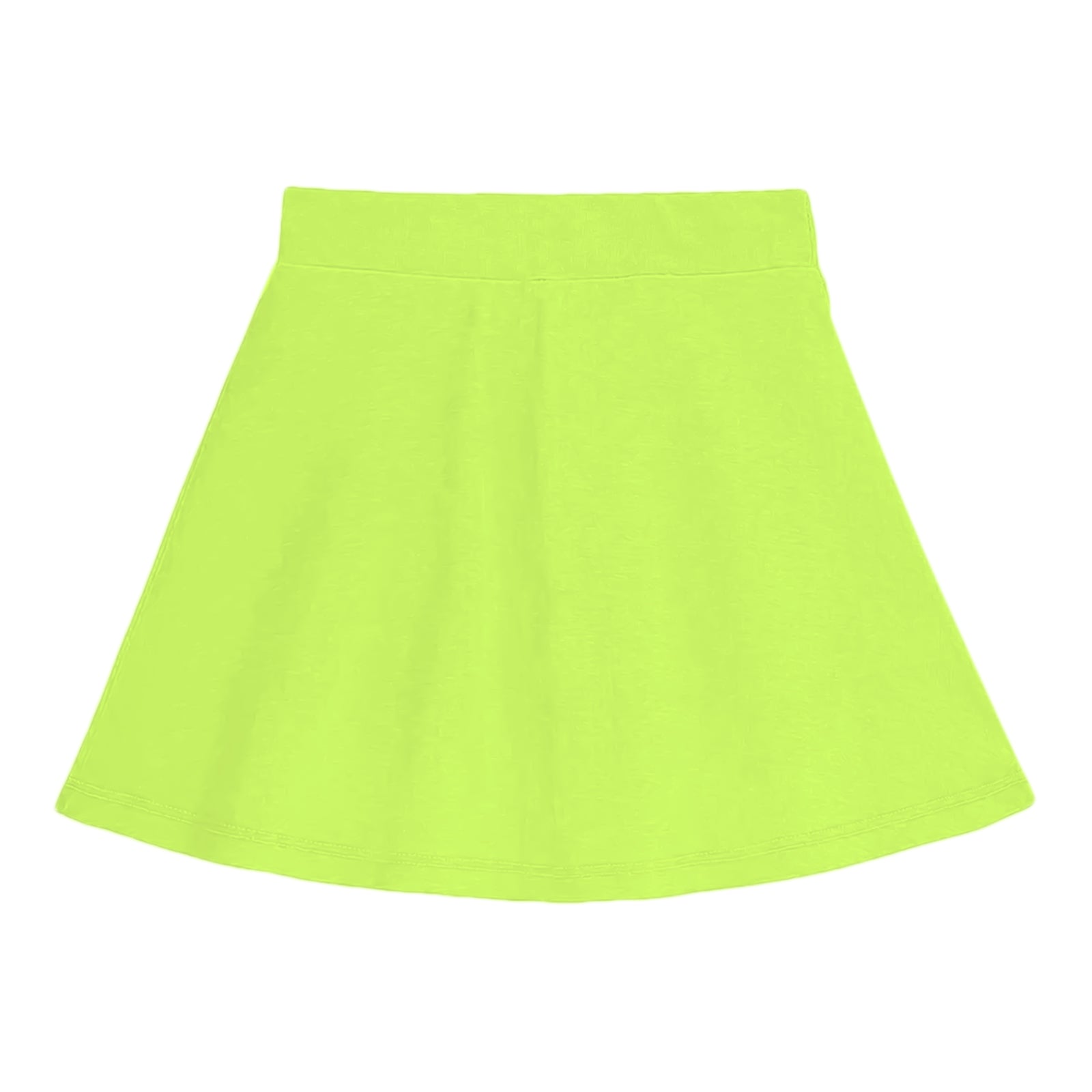 Girls Cotton Printed Skirt Attached With Inner Lycra Shorts-Neon