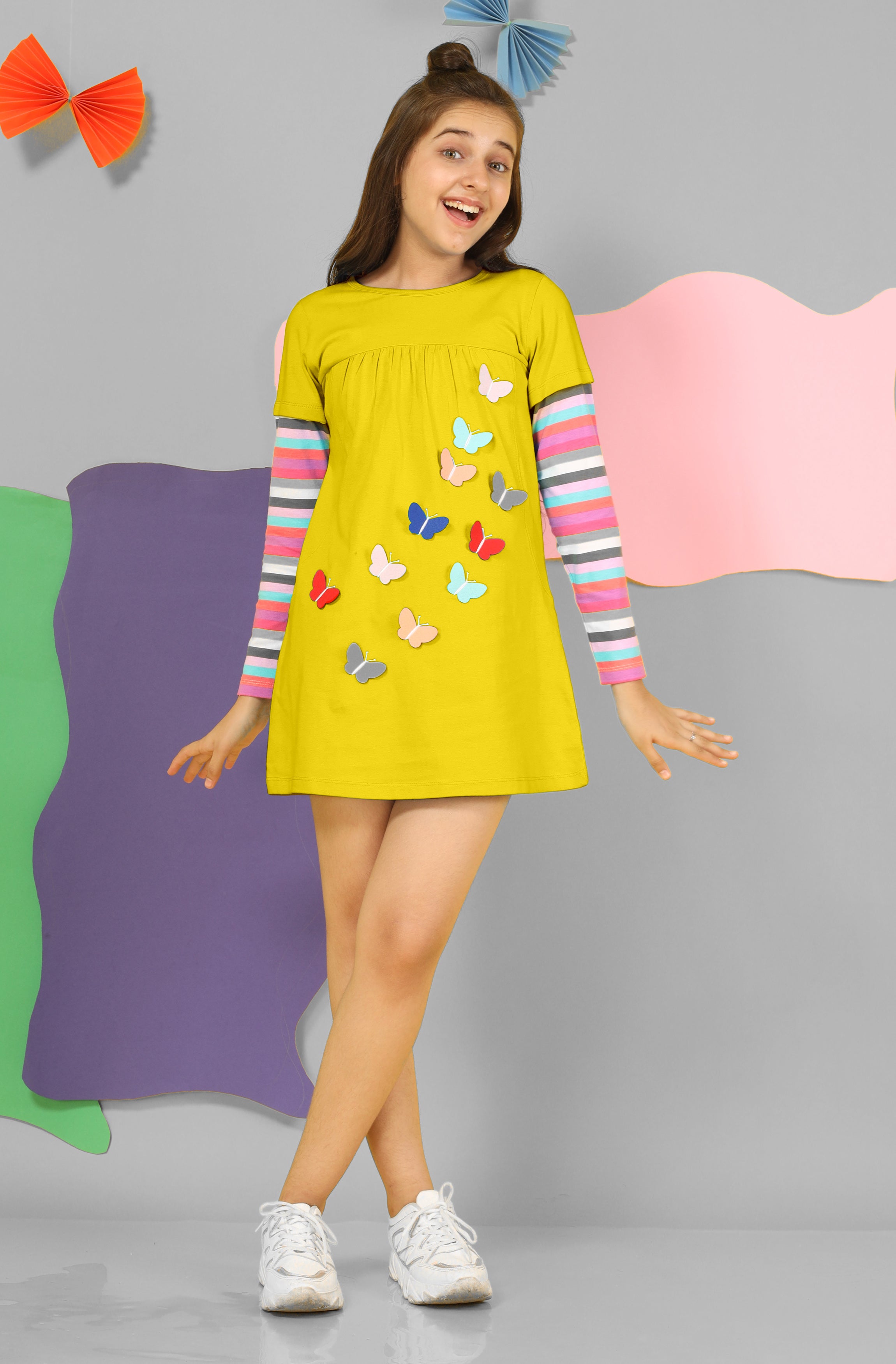 Long t-Shirt for Girls - Full Sleeve Tops Yellow