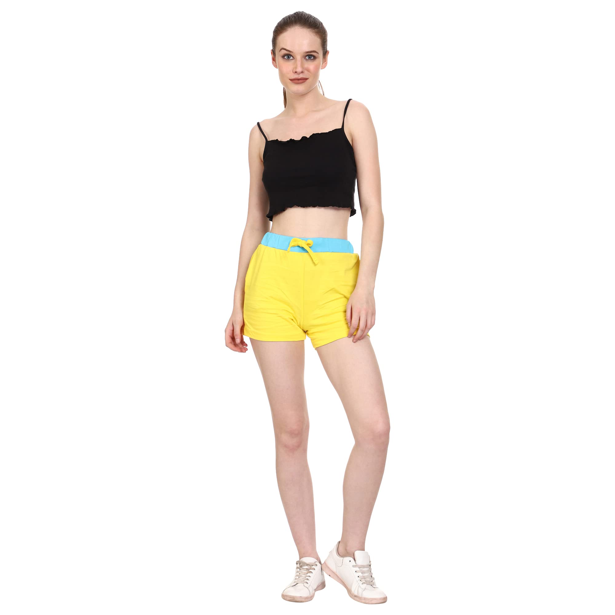 Women's Regular Fit Baloon Solid Shorts Multicolor (Pack of 2)