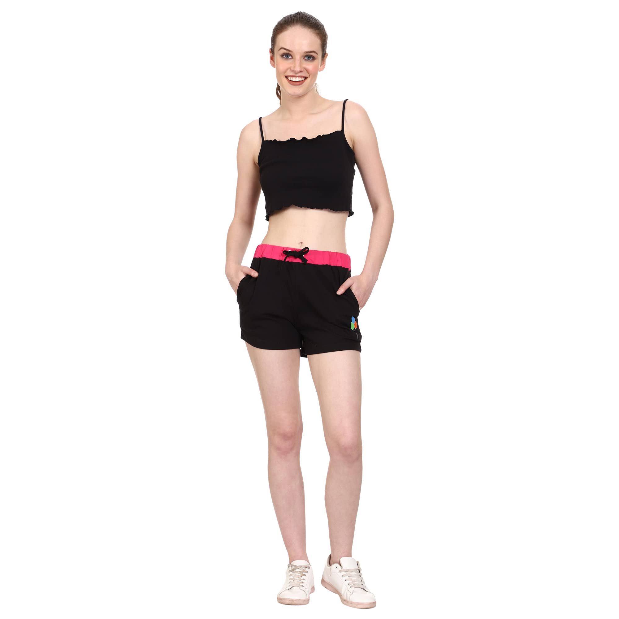 Women's Regular Fit Baloon Solid Shorts Multicolor (Pack of 2)