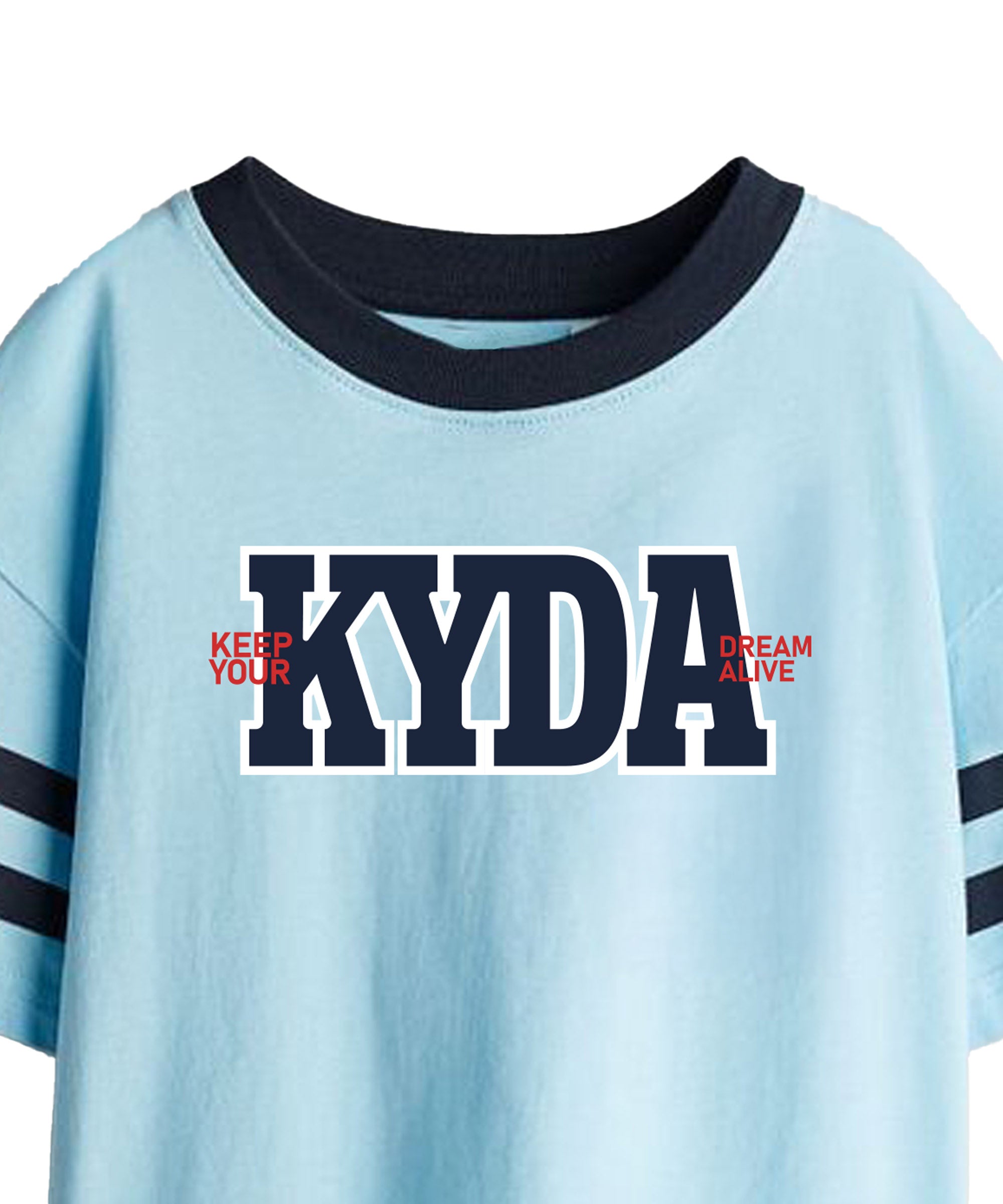 Boy's 100% Pure Cotton Premium Printed Light Blue Raglan Sleeve Tshirt and Shorts Set