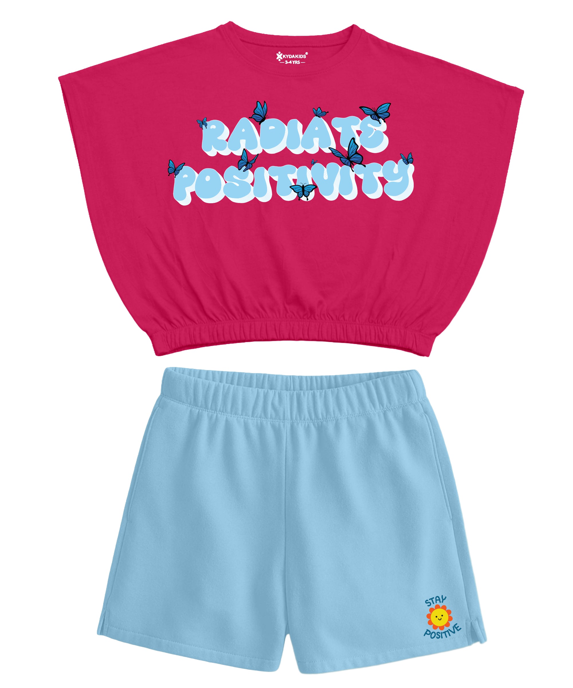 Girls Cotton Printed Top & Shorts Co-Ord Set | Regular Fit