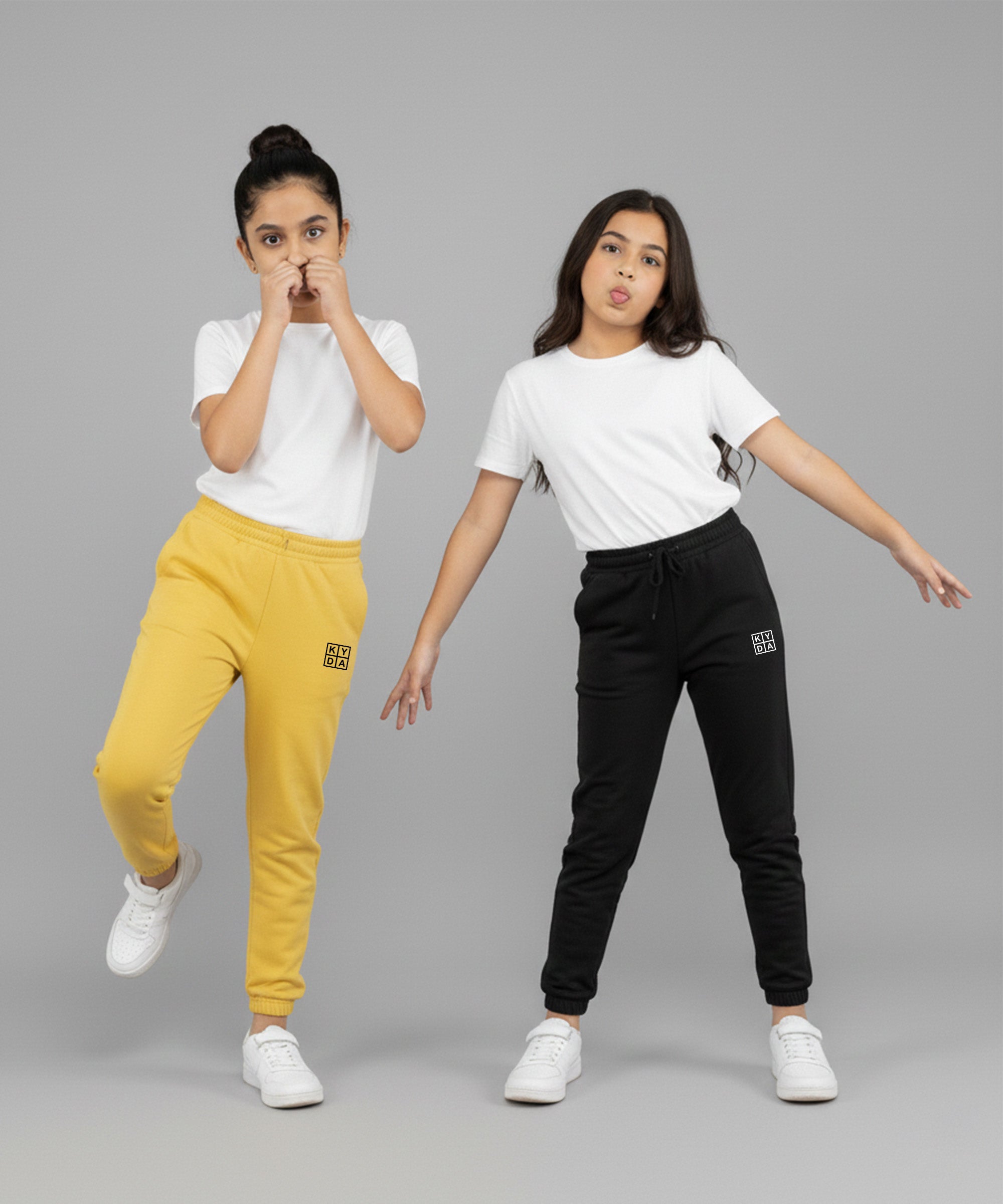Girls Premium Cotton Trackpants | Regular Fit | Stretch Waist Joggers | Pack of 2