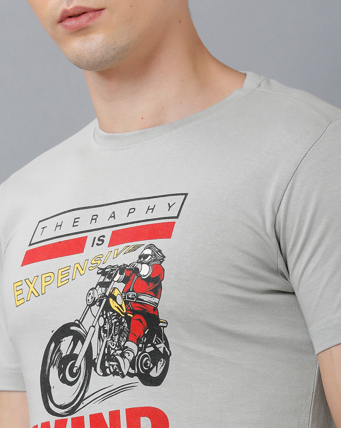 KYDA Men's 100% Cotton Printed Casual T-Shirts C1 - Grey