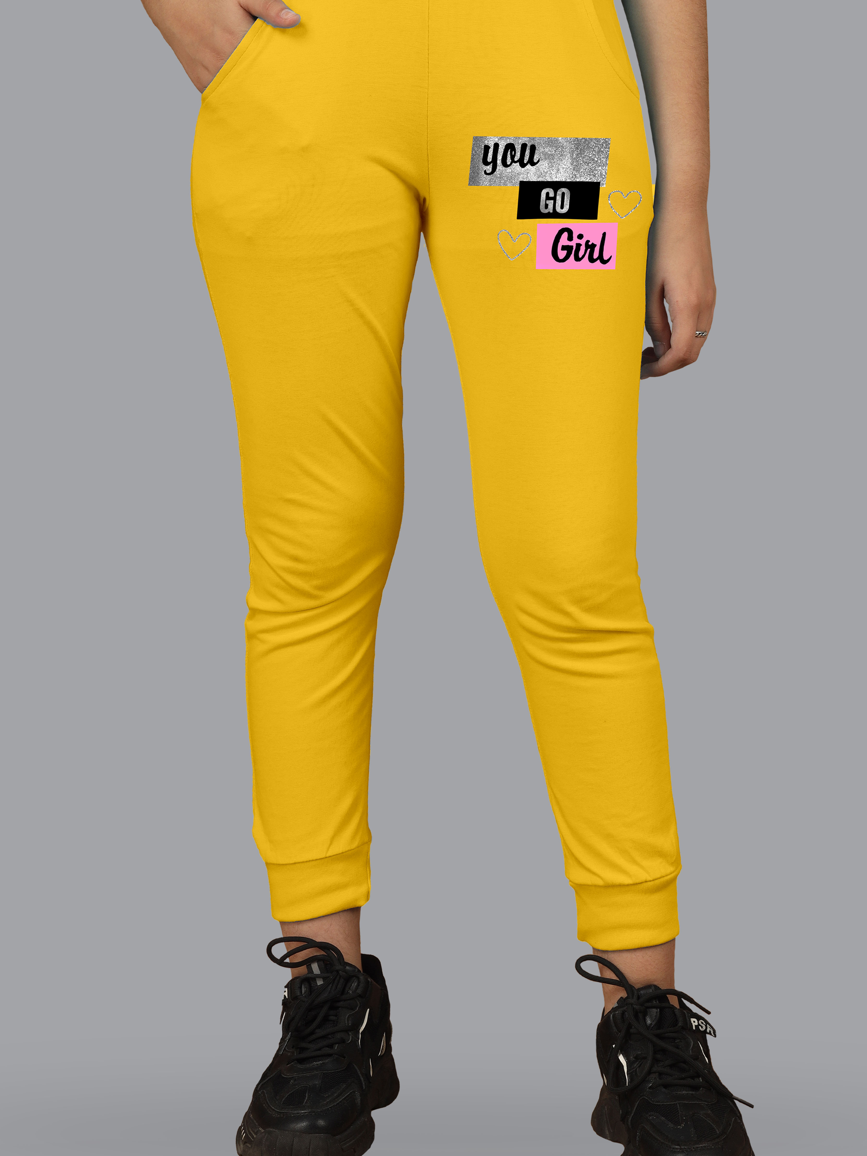 Girls Cotton Printed Track Pants with Pocket C4 - Multicolor (Pack of 2)