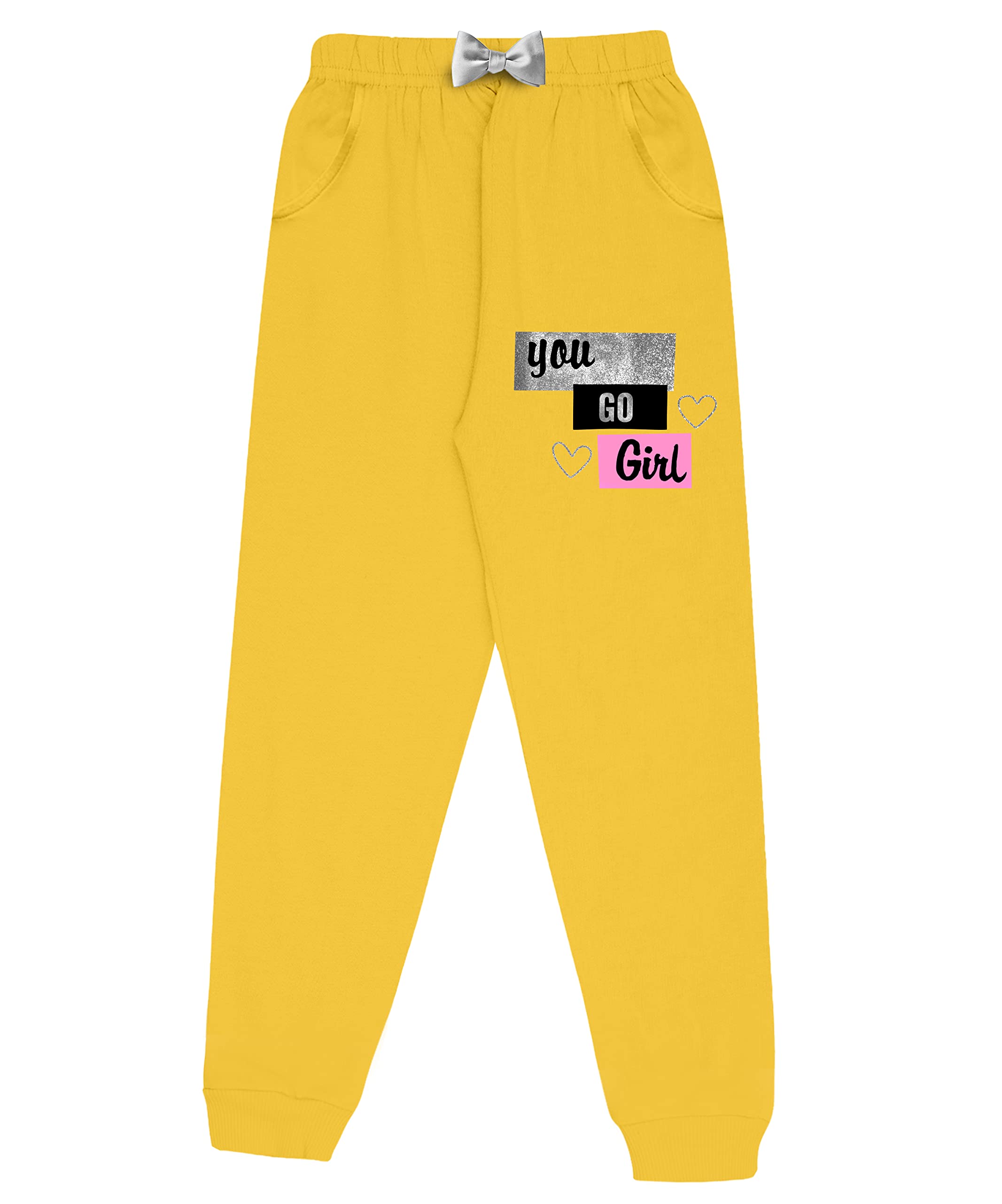 Girls Cotton Printed Track Pants with Pocket C4 - Multicolor (Pack of 2)