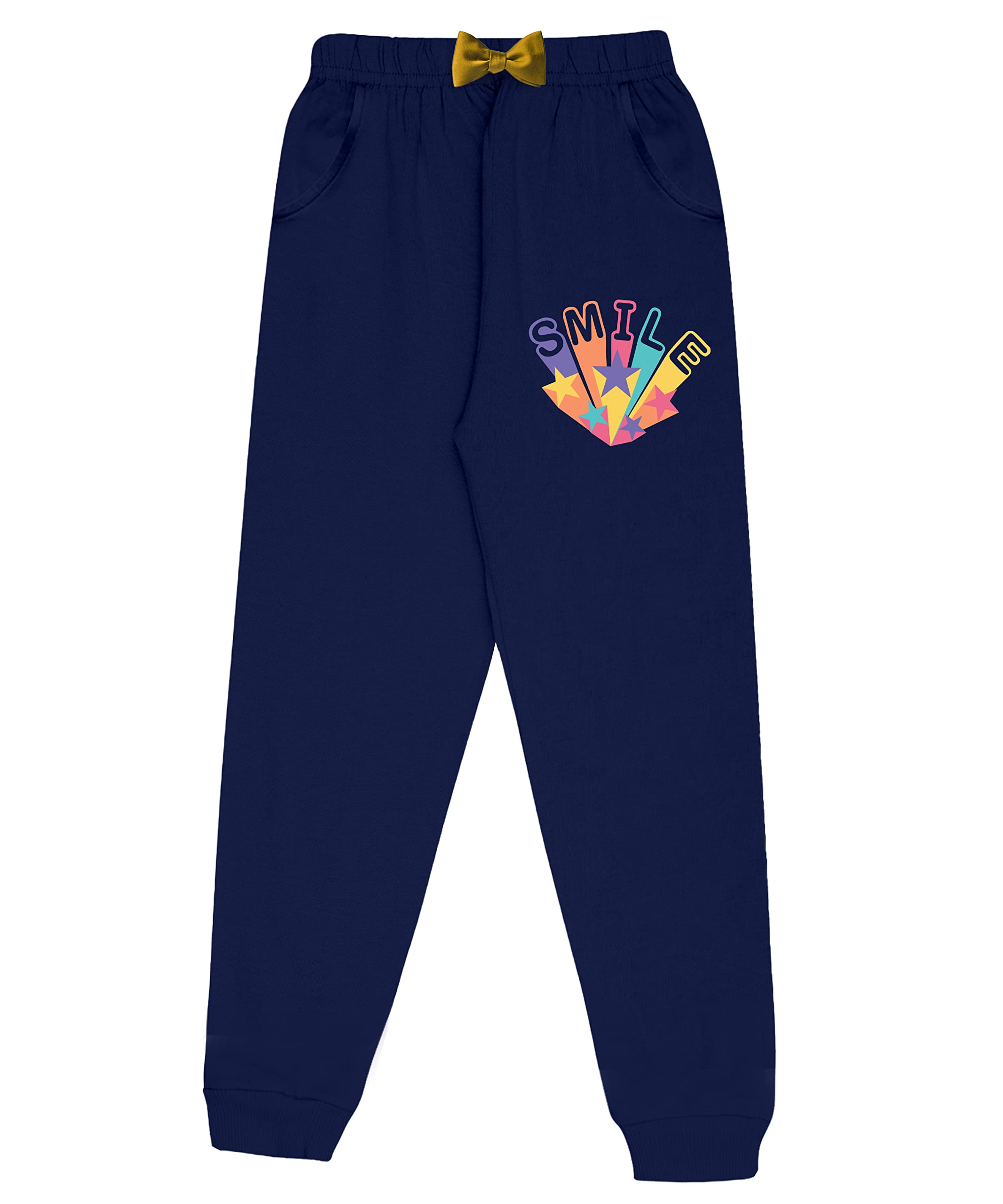 Girls Cotton Printed Track Pants with Pocket C1 - Multicolor (Pack of 2)