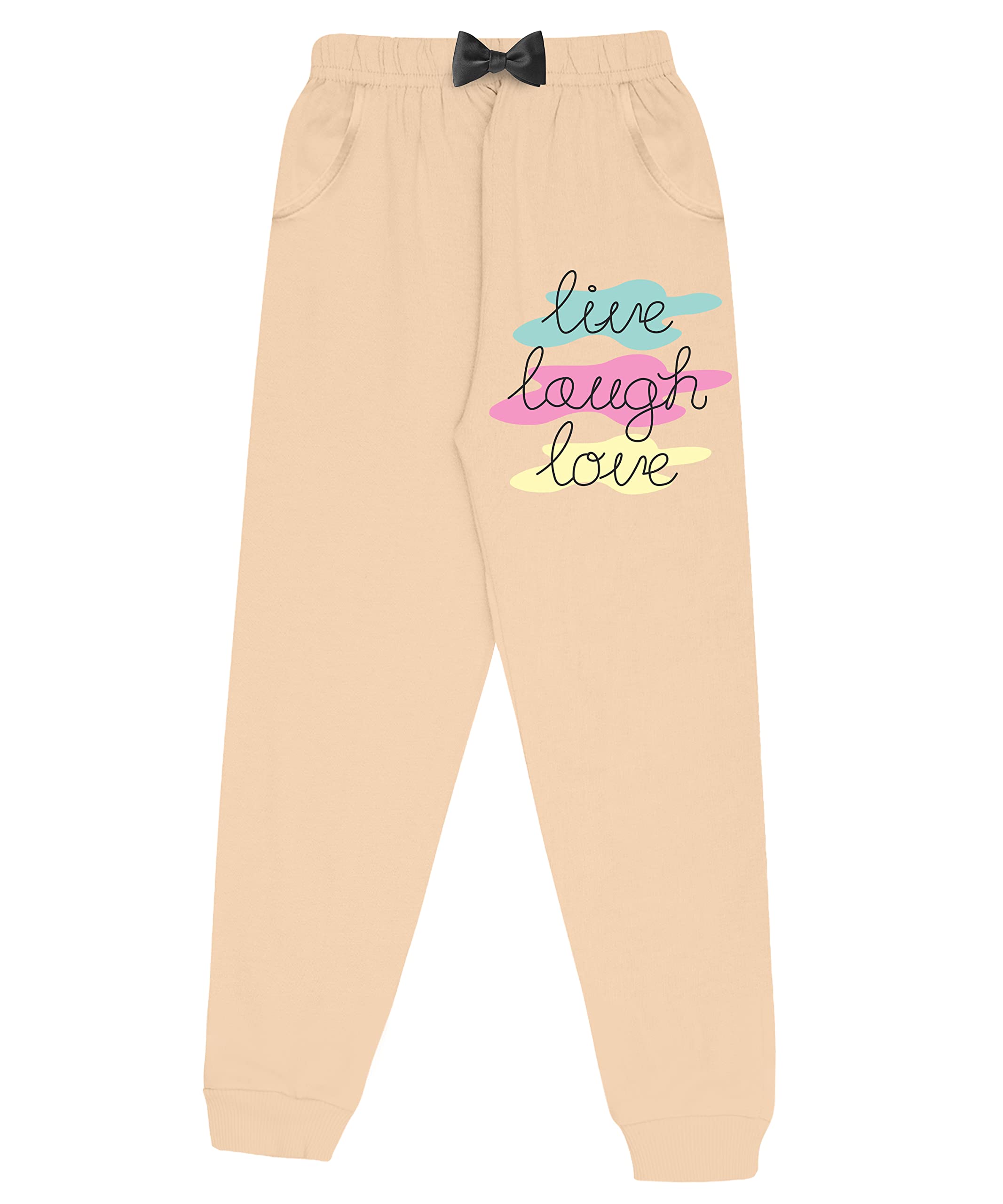 Girls Cotton Printed Track Pants with Pocket C1 - Multicolor (Pack of 2)