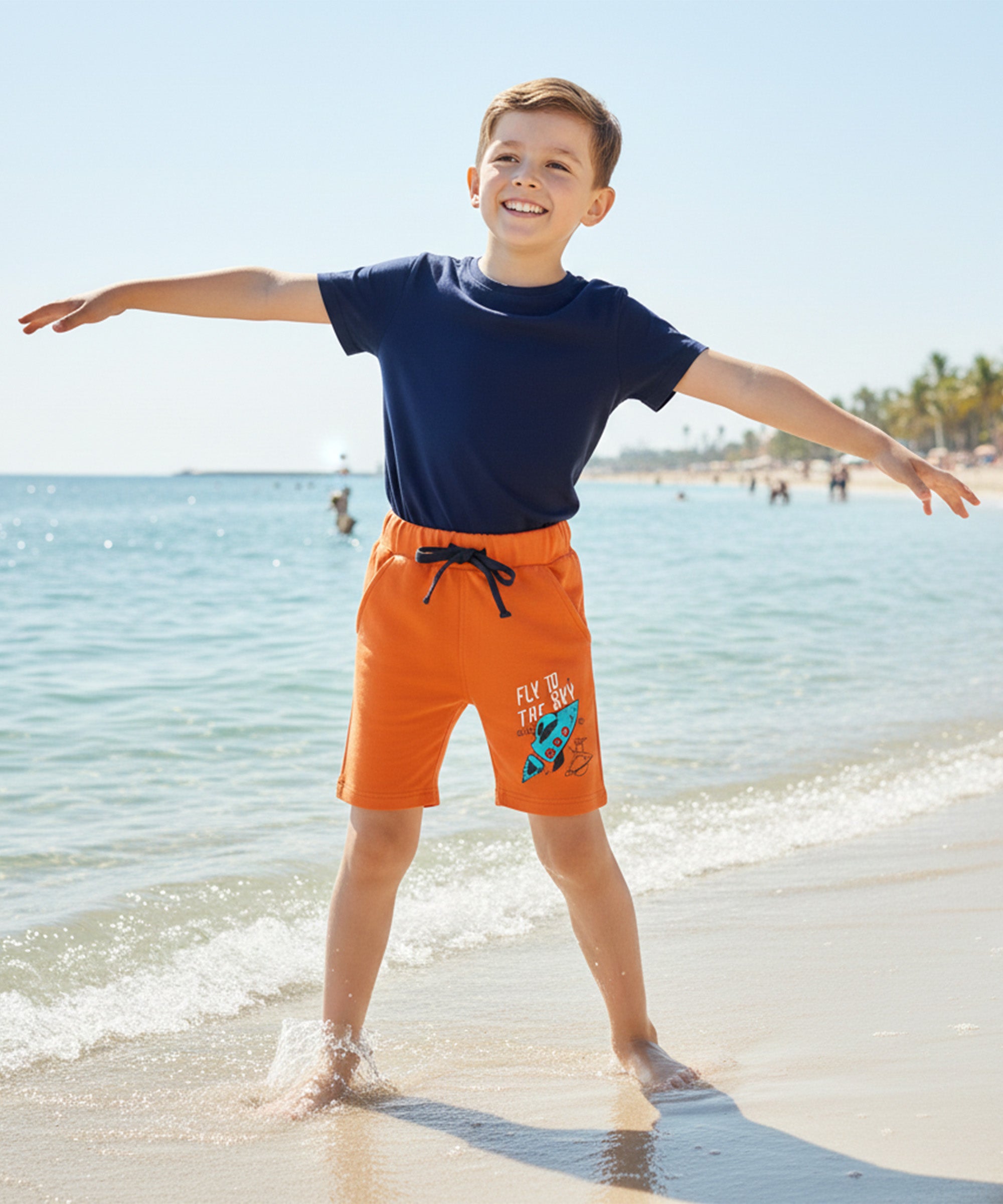 Kids Unisex Orange-BlackBlack-Melange Desert Printed Regular Fit Vintage Trousers (Pack of 2)