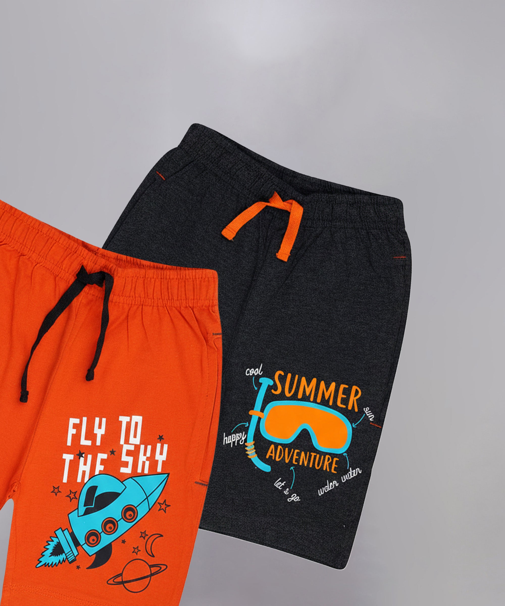 Kids Unisex Orange-BlackBlack-Melange Desert Printed Regular Fit Vintage Trousers (Pack of 2)