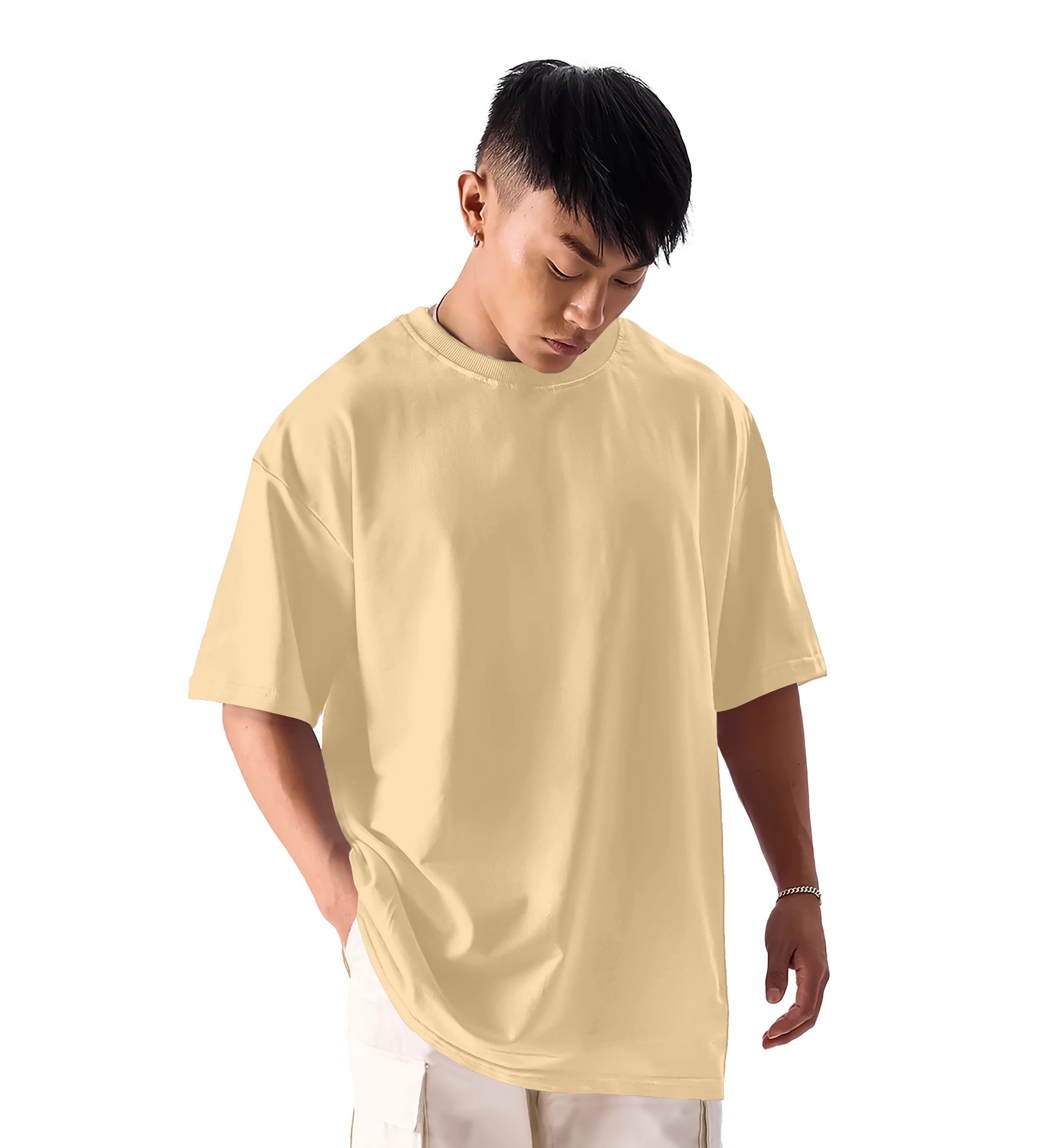 SHODOX® Men’s 100% Cotton Relaxed Fit Half Sleeve T-shirt for Men –Drop Shoulder Front and Back Solid Round Neck T-Shirts (Pack of 1)