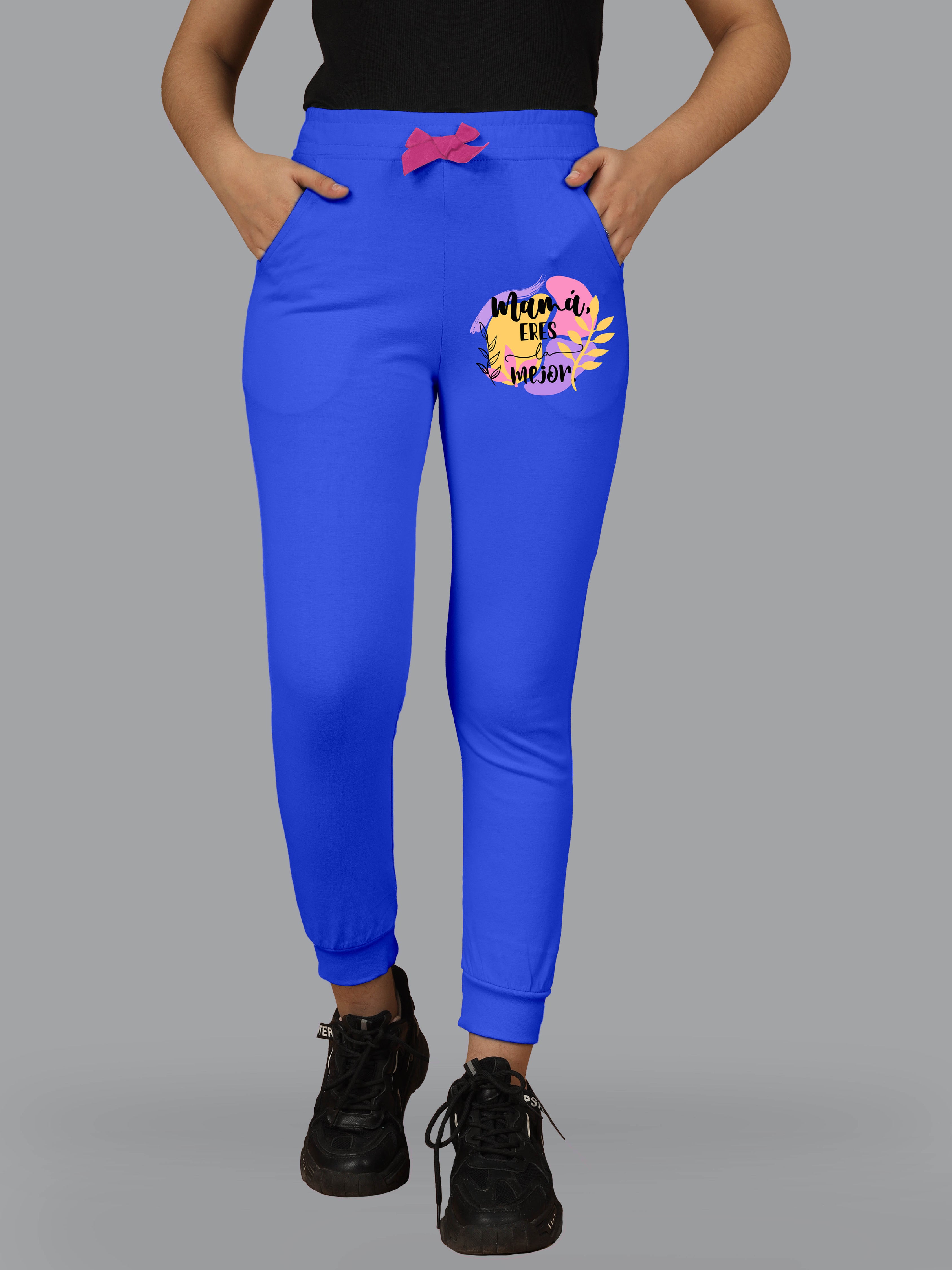 Girls Cotton Printed Track Pants with Pocket C5 - Multicolor (Pack of 2)