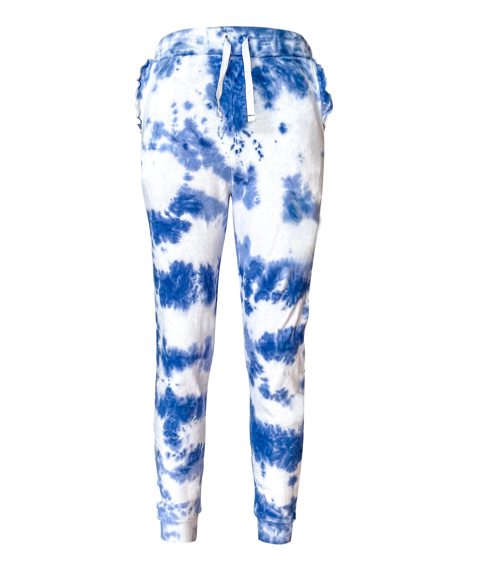 Kids Cotton Printed Joggers for Girls - Blue