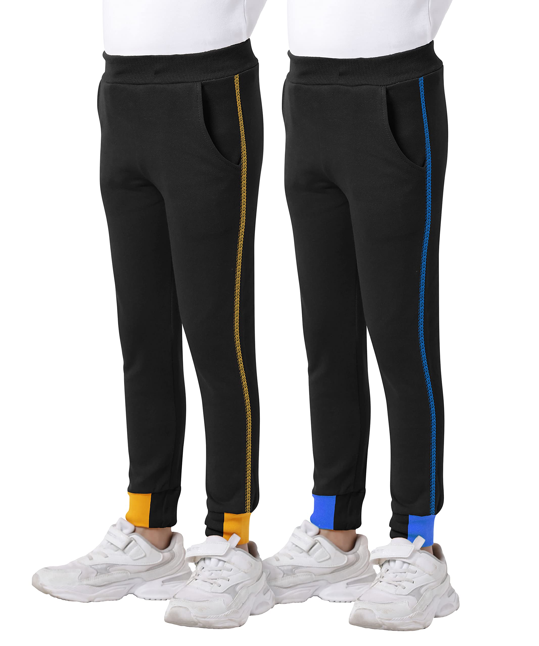Boys and Girs Cotton Regular Fit Joggers with 2 Pockets Multicolor (Pack of 2)