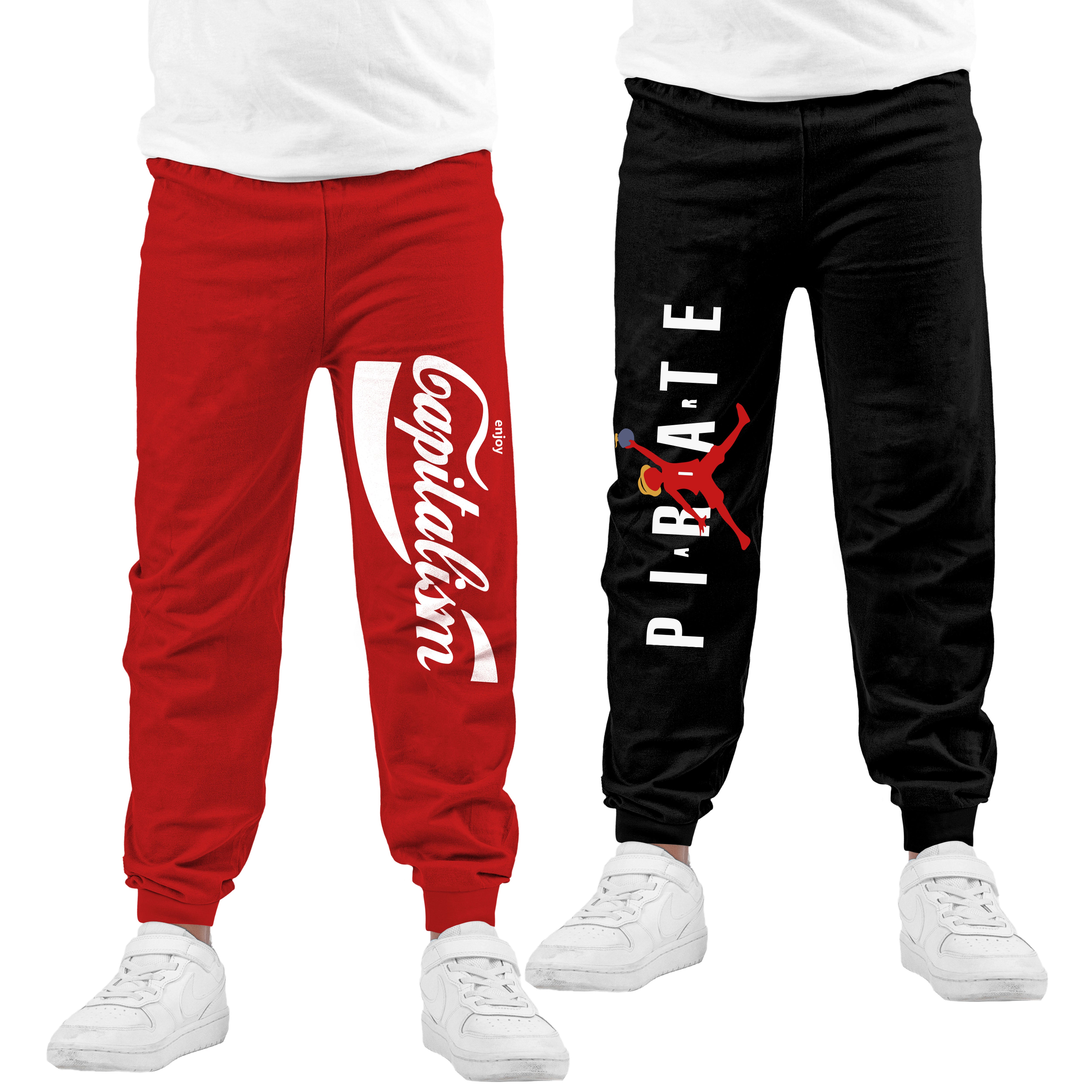 Boys Cotton Printed Track Pants - Multicolor (Pack of 2)