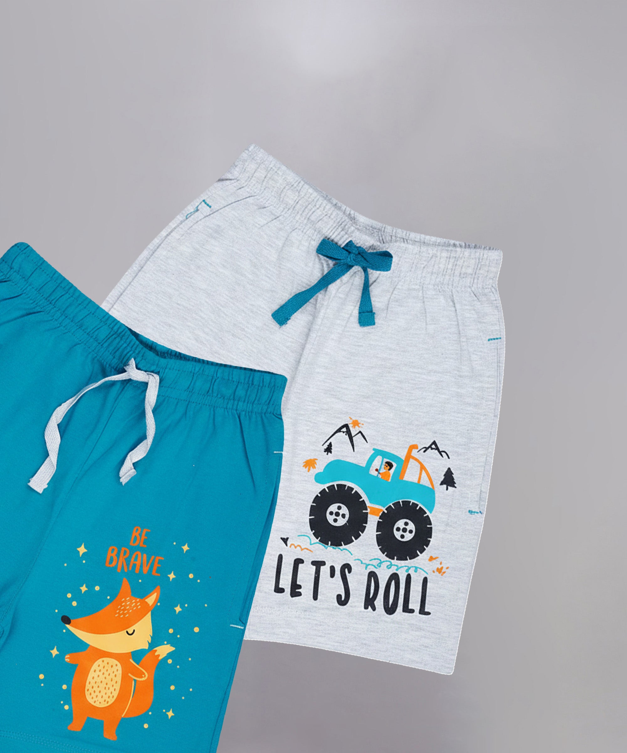 Kids Unisex Blue-Melange Desert Printed Regular Fit Vintage Trousers (Pack of 2)