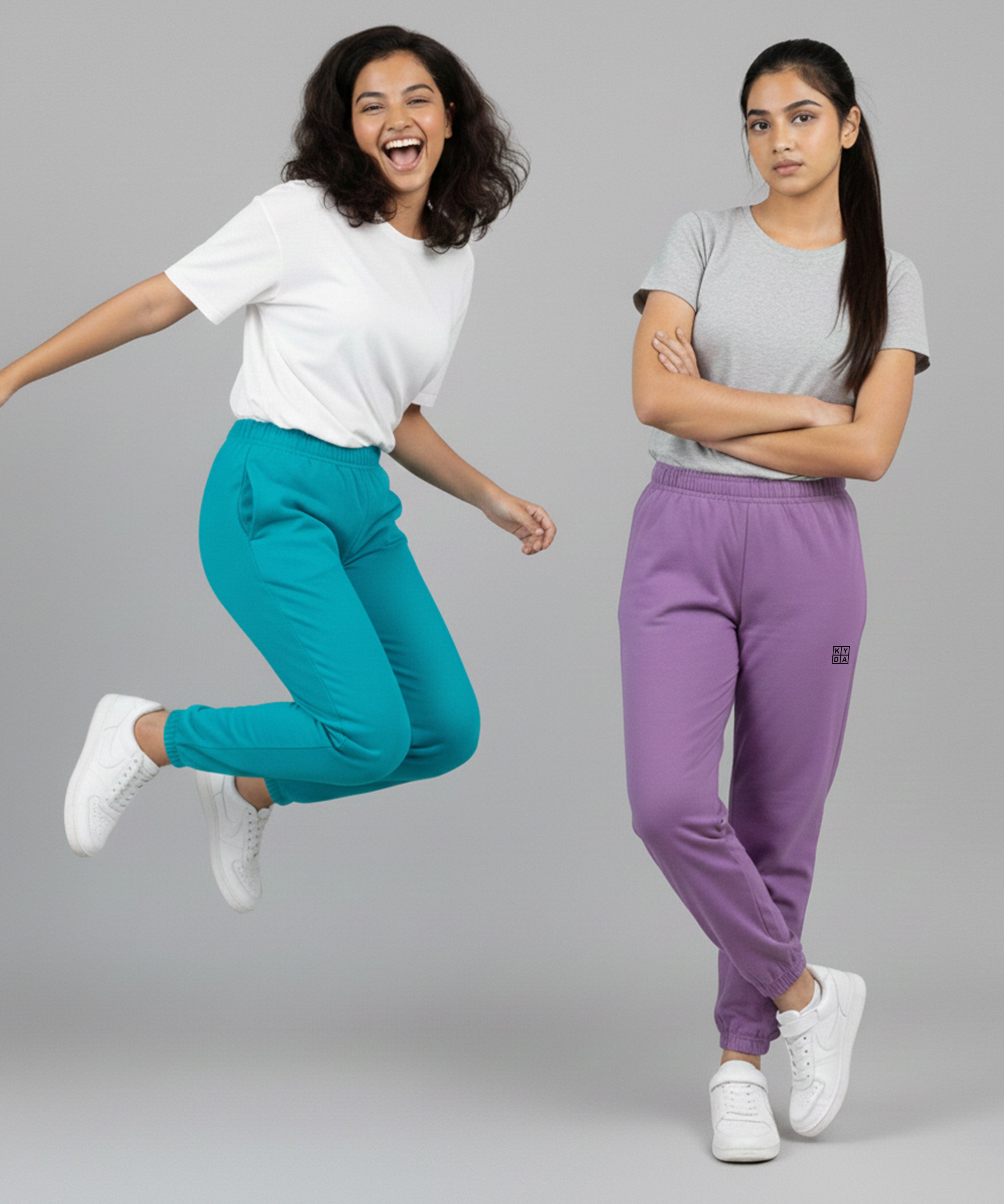 Girls Premium Cotton Trackpants | Regular Fit | Stretch Waist Joggers | Pack of 2