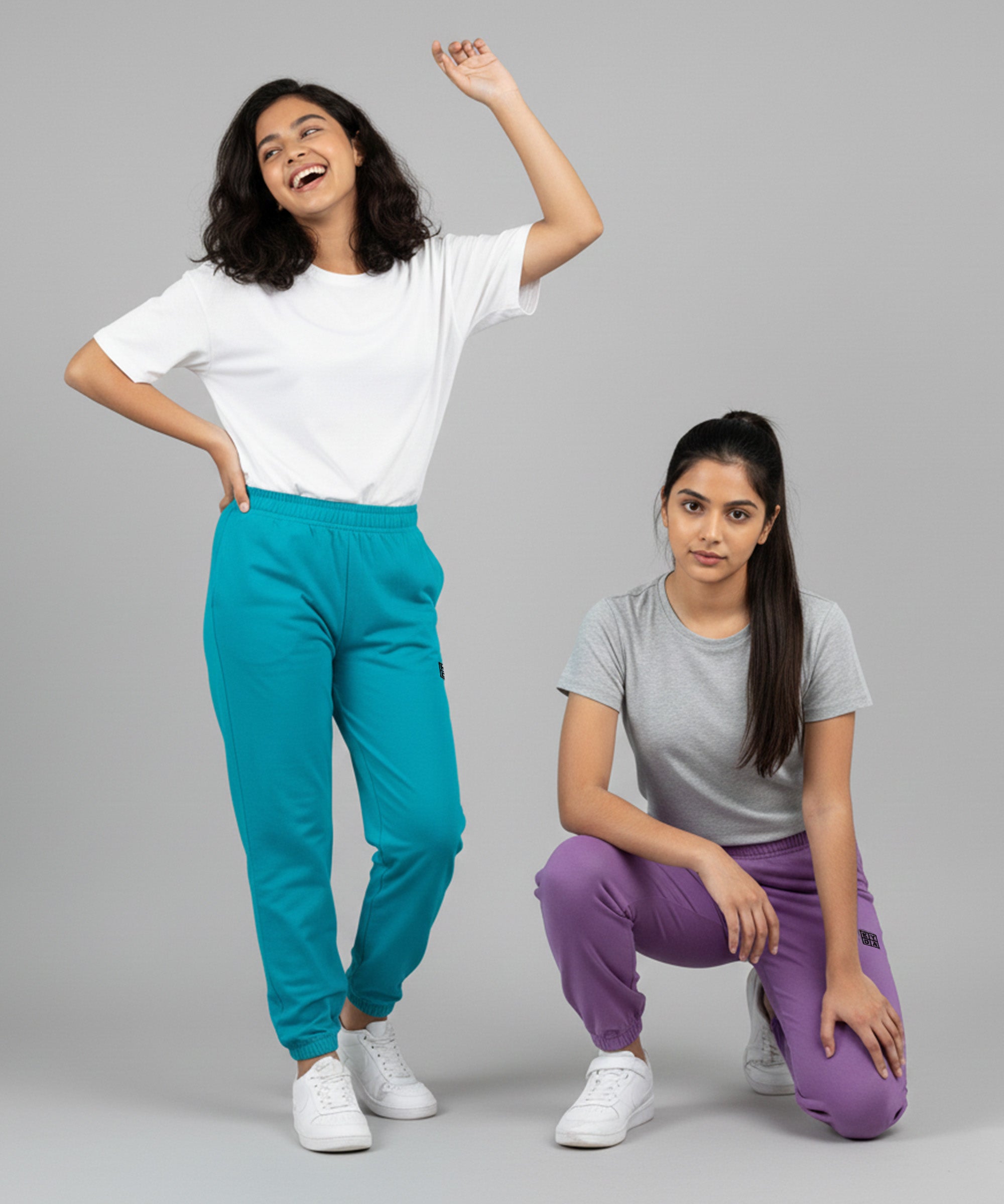 Girls Premium Cotton Trackpants | Regular Fit | Stretch Waist Joggers | Pack of 2