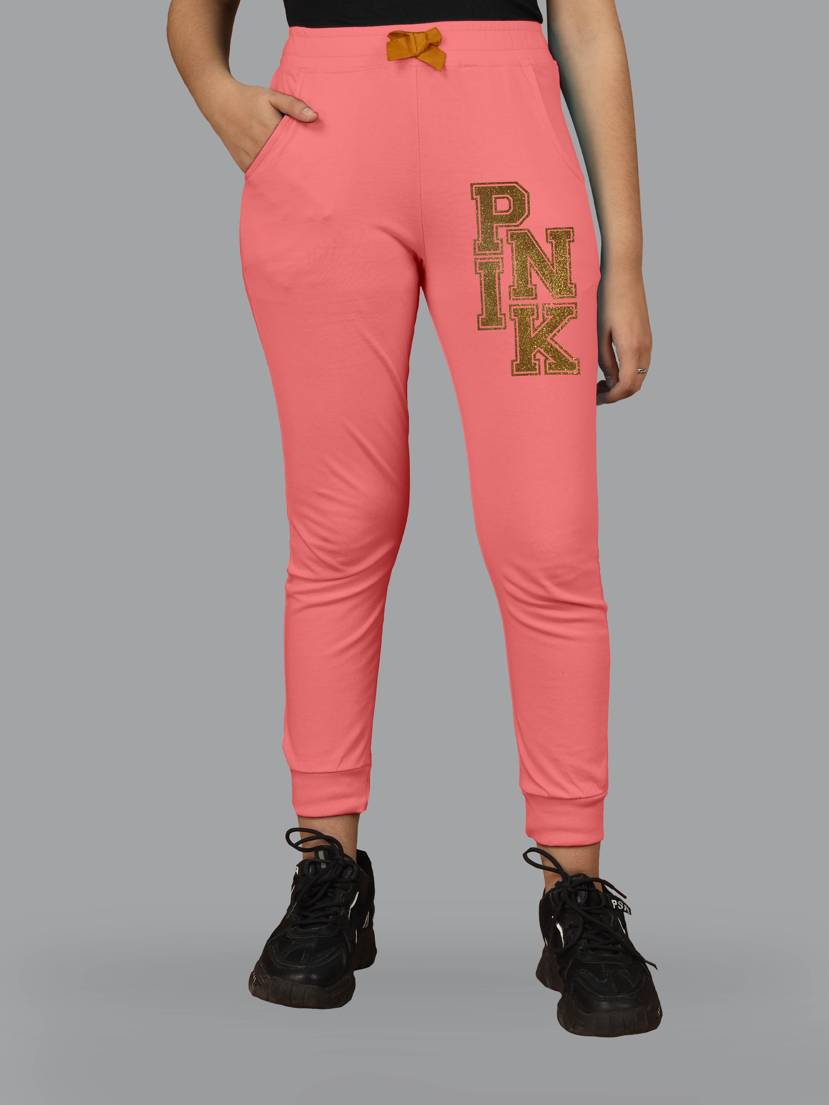 Girls Cotton Printed Track Pants with Pocket C5 - Multicolor (Pack of 2)