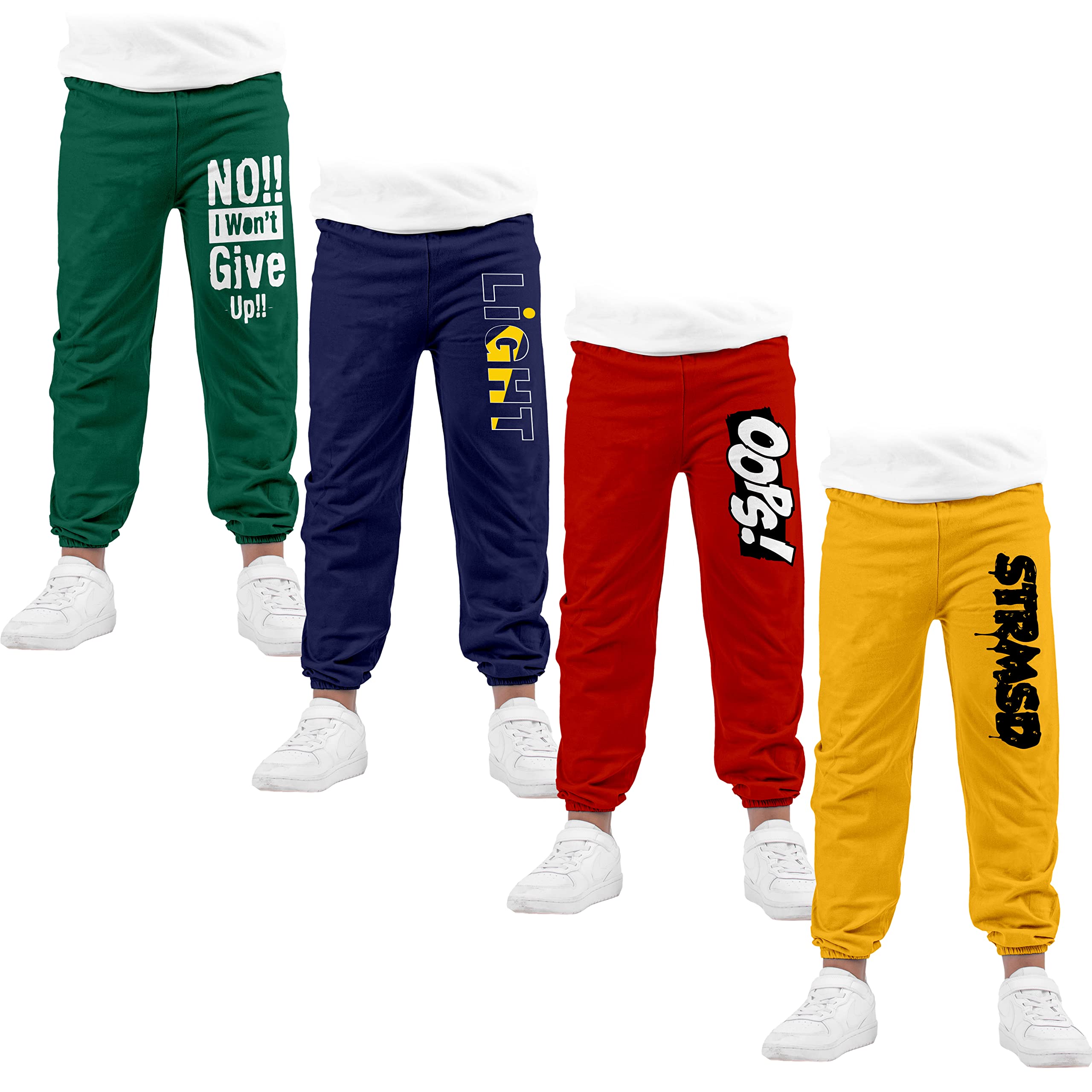 Unisex Cotton Printed Regular Fit Track Pant- Multicolor (Pack of 4)