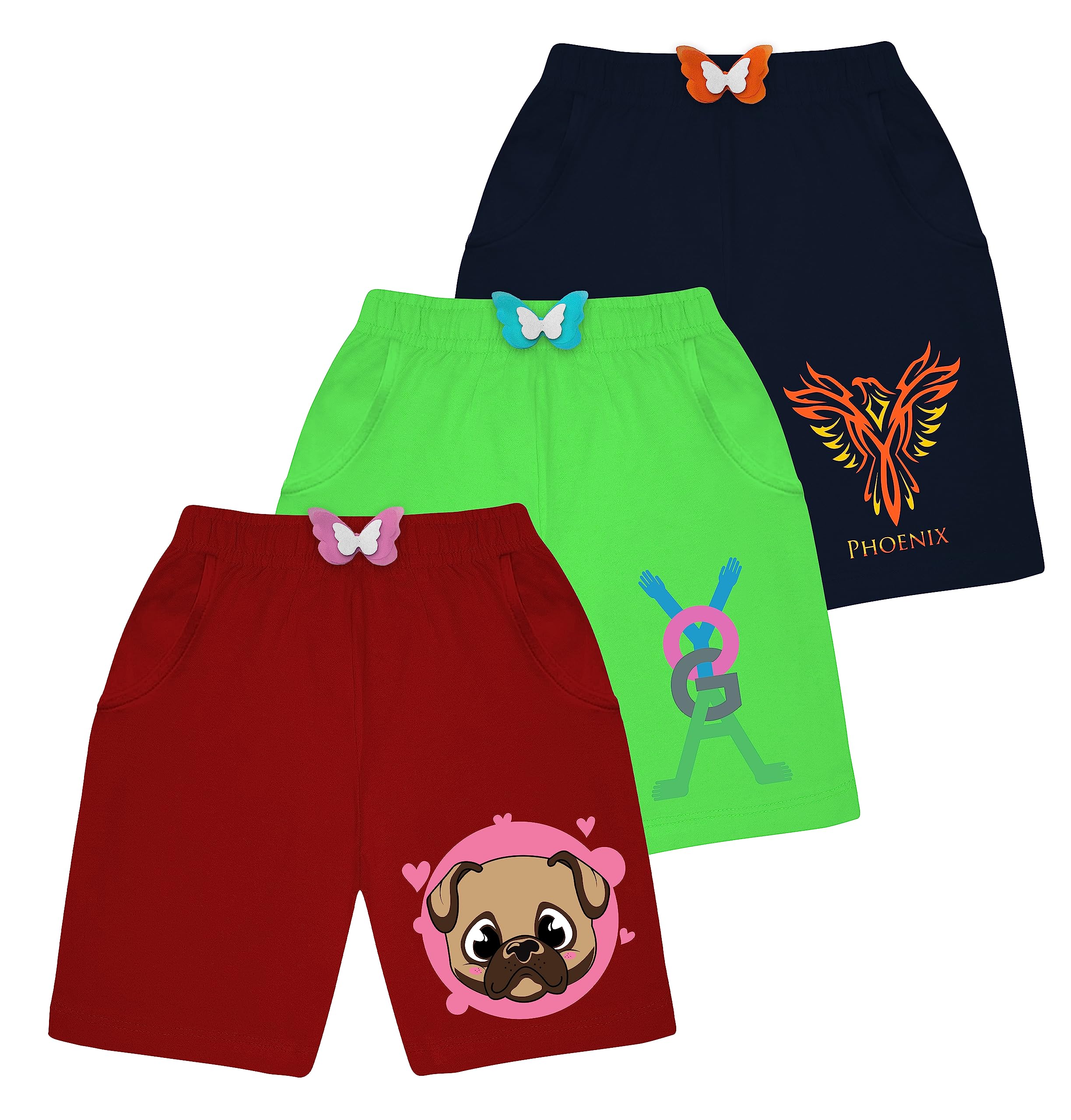 Girls Printed Shorts (Pack of 3)