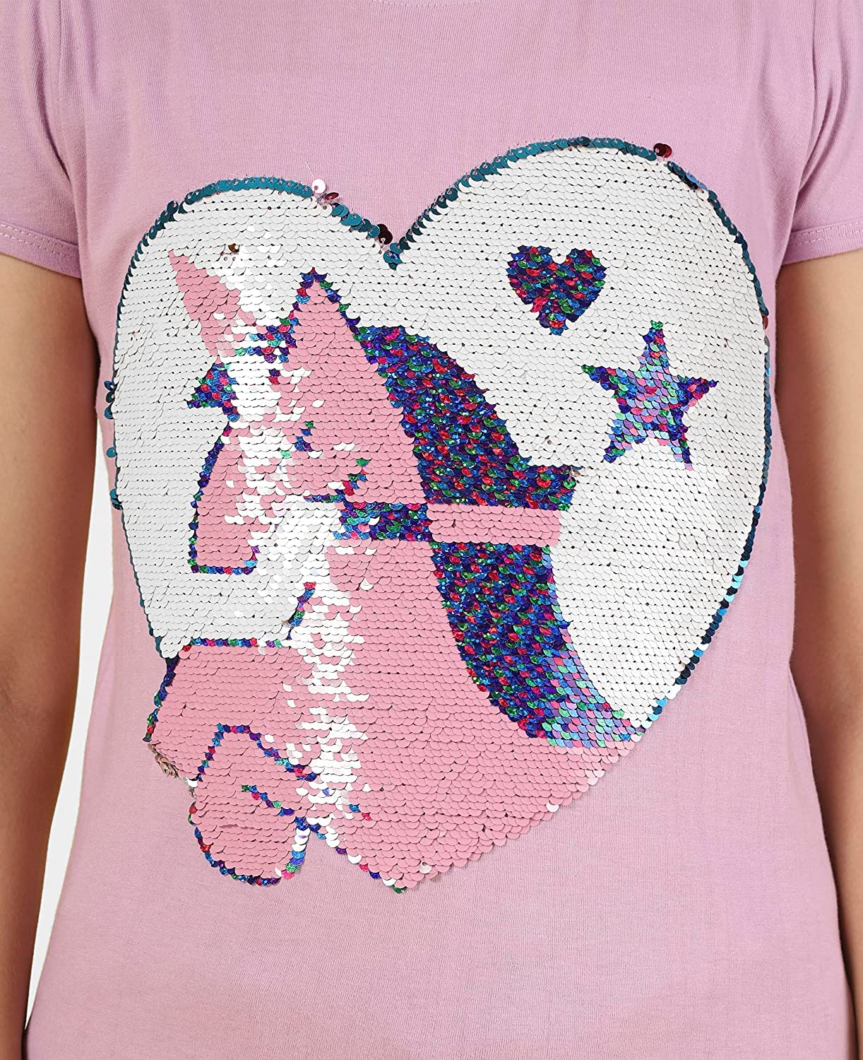 Girls Cotton Half Sleeve Printed Tops - Pink