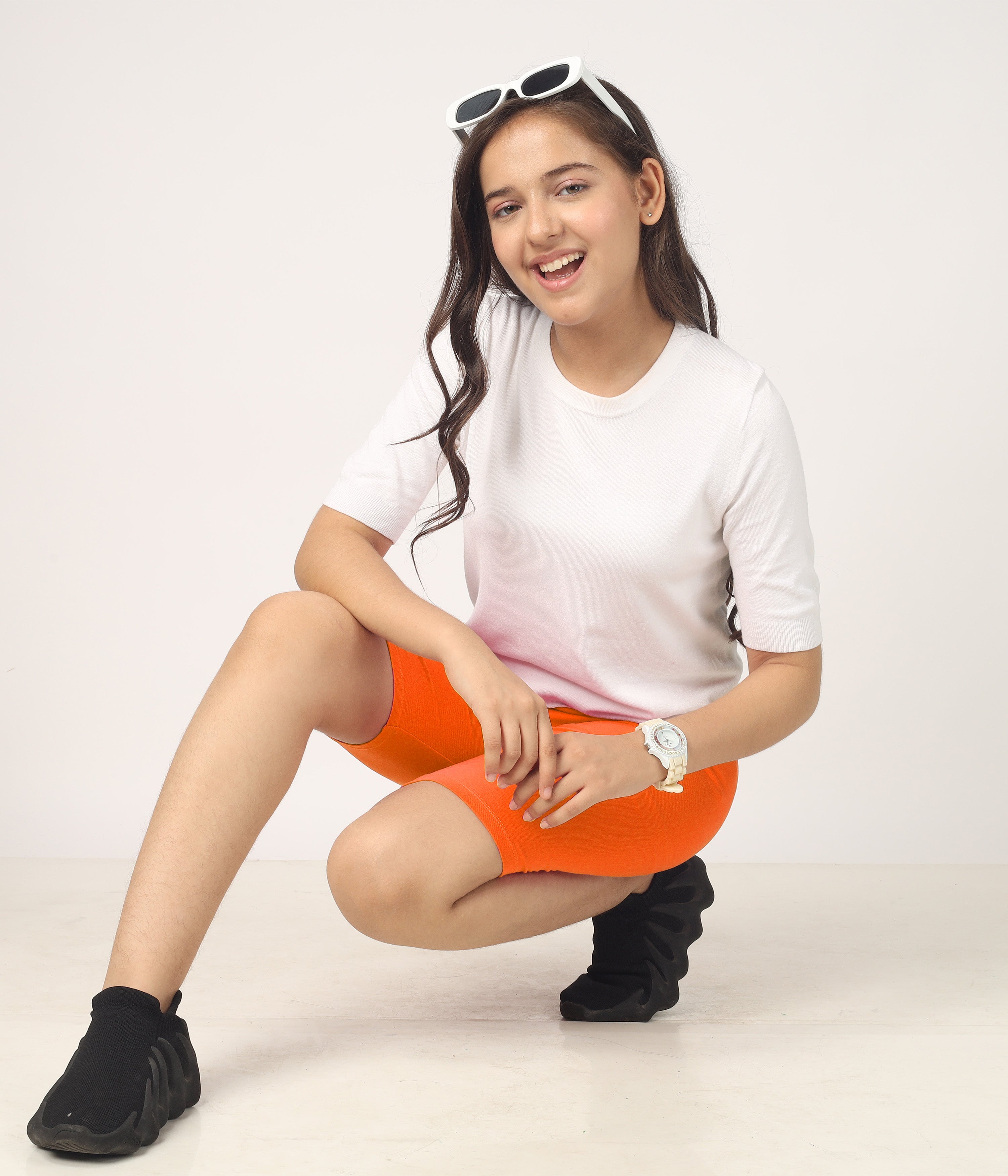 Girl's-Stretchable Cycling Shorts V2 (Pack of 2)