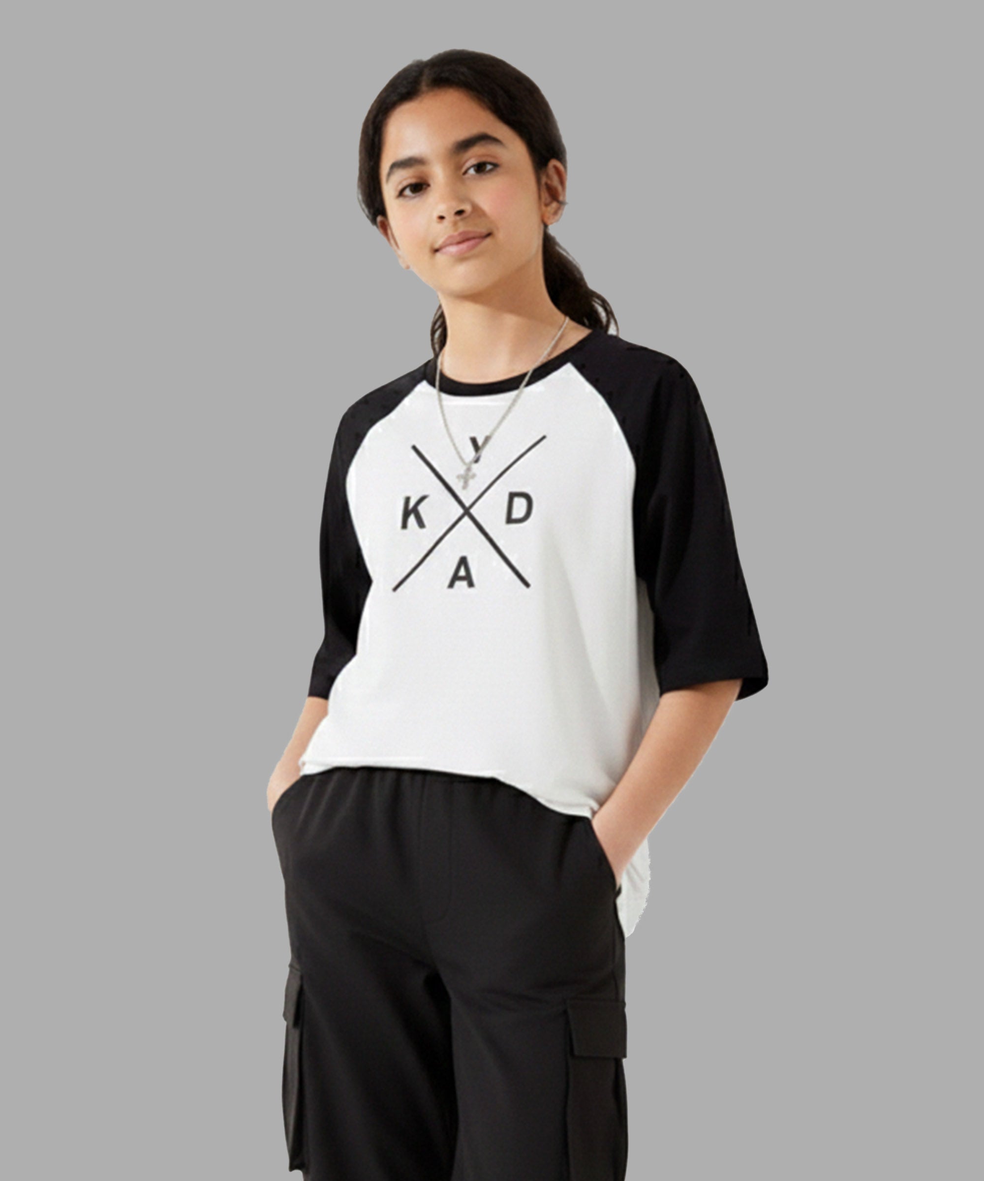 Girls Premium Cotton Oversized Raglan T-Shirt | Printed Round Neck Tee | Pack of 1