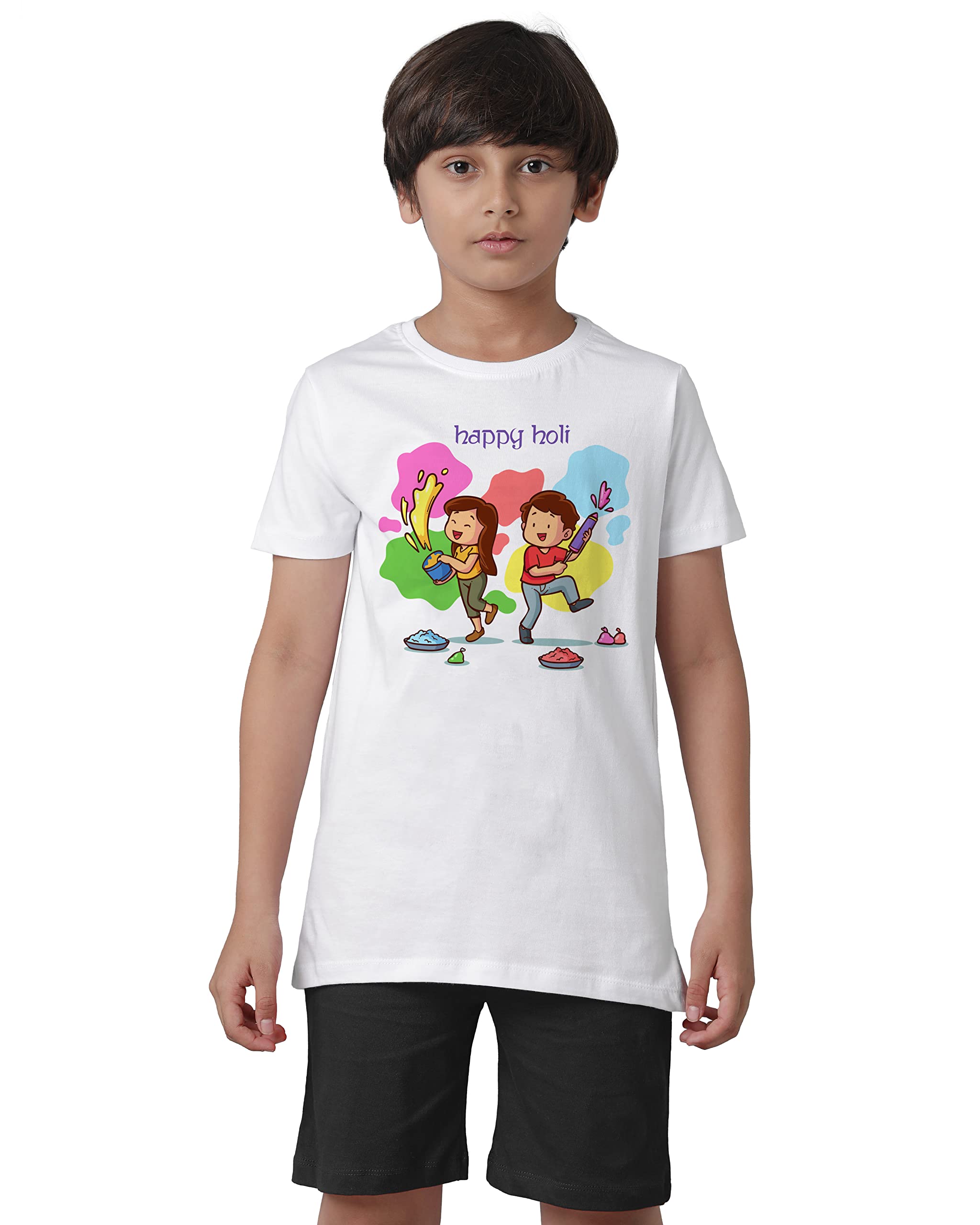 Boys Printed Holi Regular Fit T-Shirt