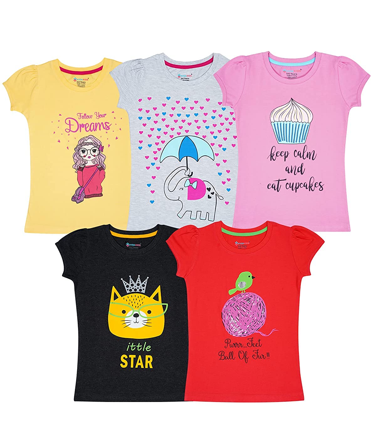 Girl's Printed Regular Fit T-Shirt