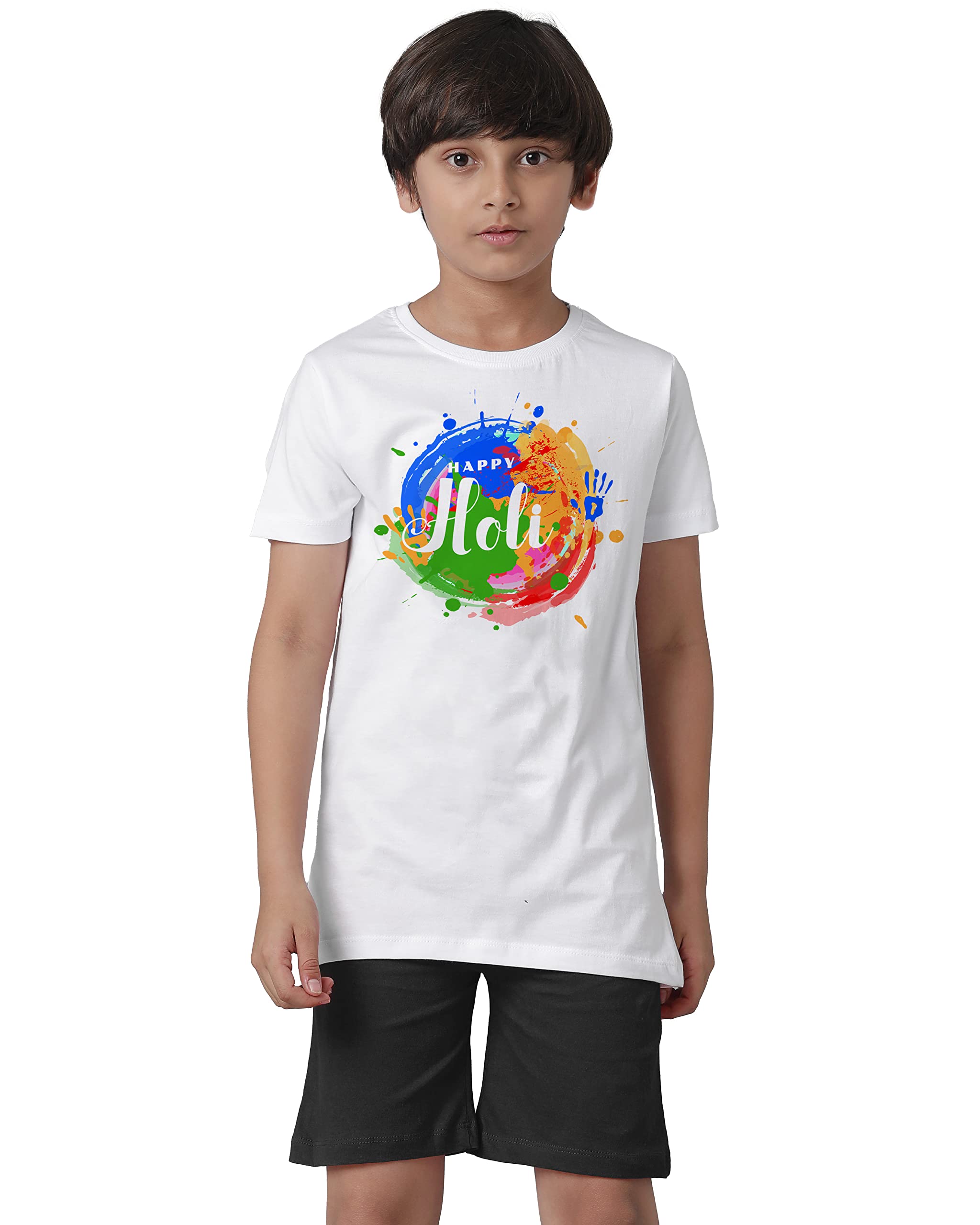 Boys Printed Holi Regular Fit T-Shirt C3 - Multicolor