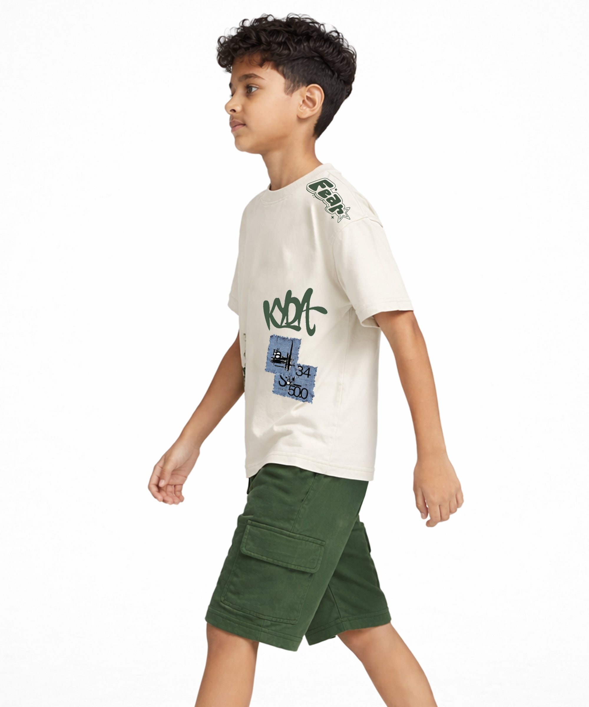 Boys Premium Cotton Printed Co-Ord Set | Oversized T-Shirt & Cargo Shorts