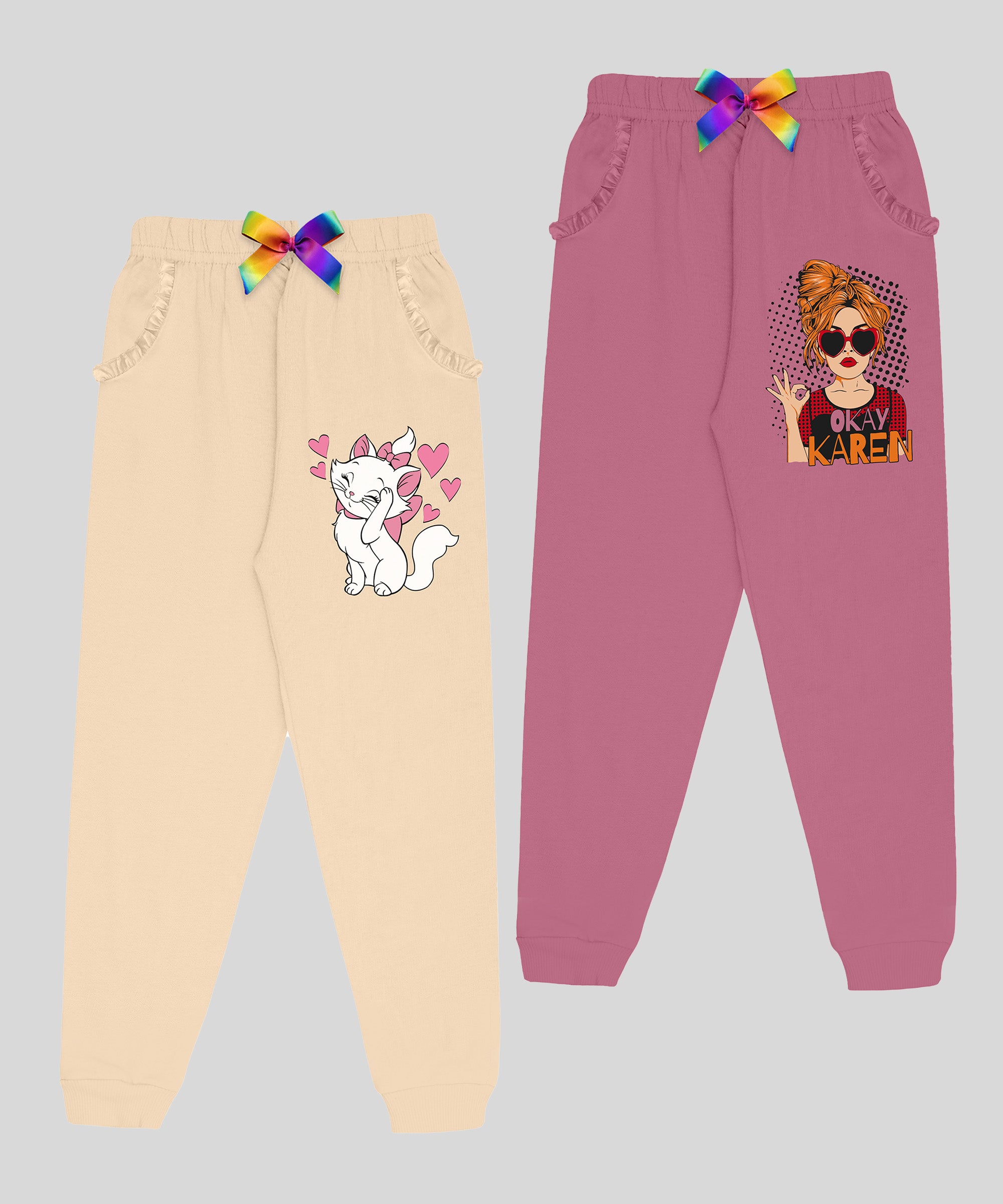 Girls Premium Pant With Stylish Frill Pocket (pack of 2)