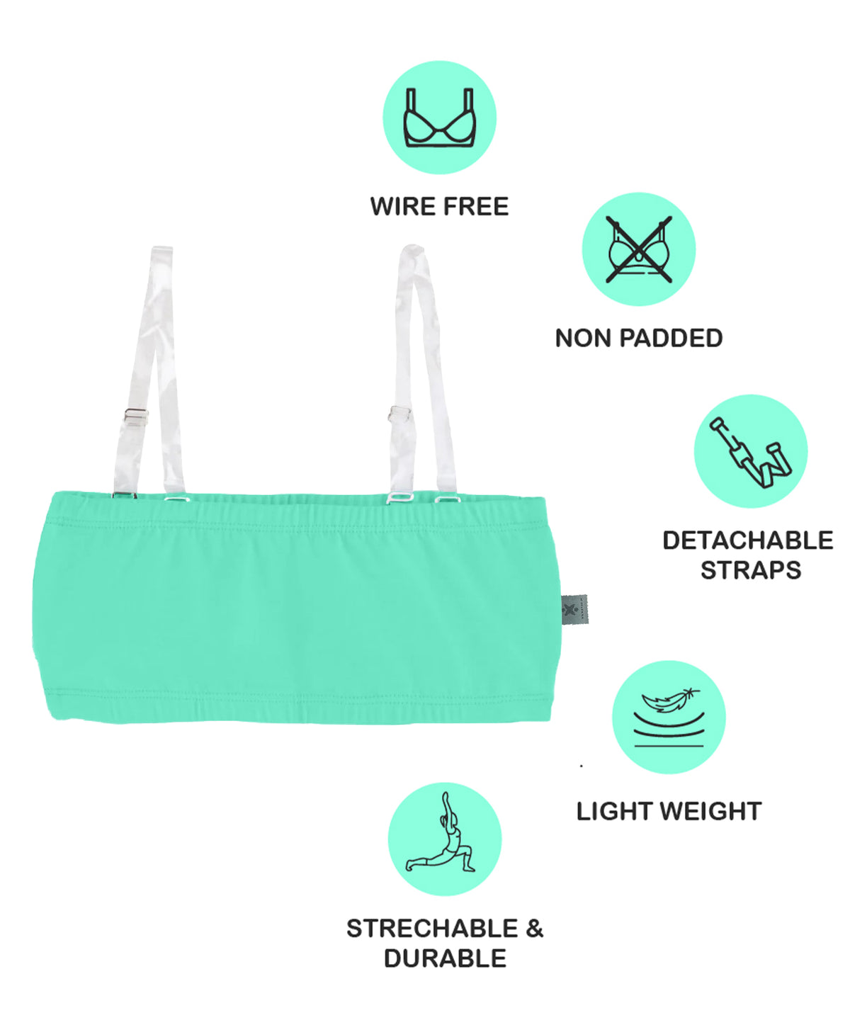 Girls Antibacterial Cotton Non Padded, Chest Double Layered Wireless Sports Training Bra -Pack of 4